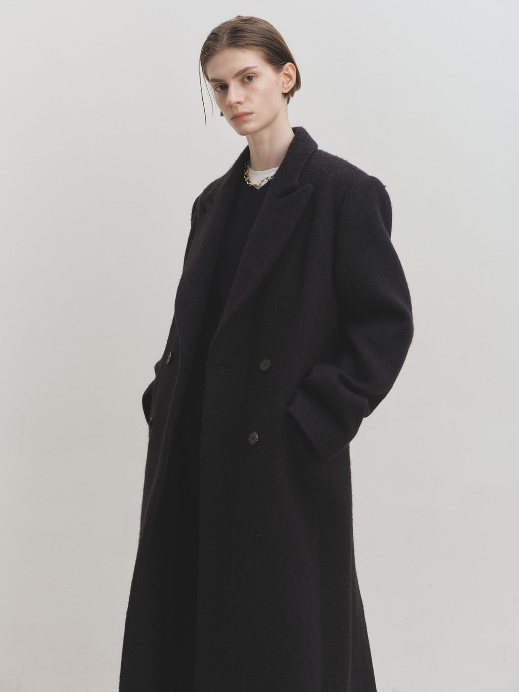 Tonywack - Soft Wool Alpaca Double-Breasted Coat (Black) product image 8 | TRAB K-Fashion Australia