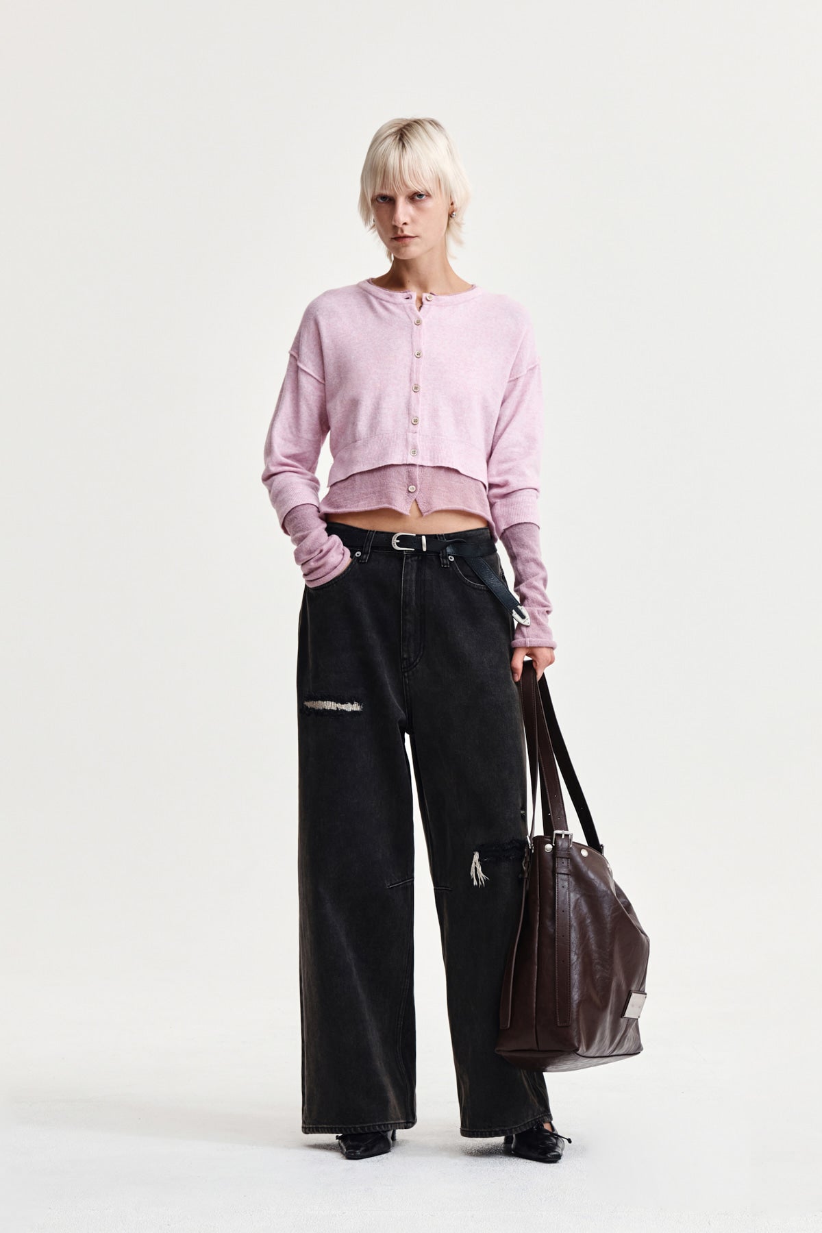 Matin Kim - Layered Texture Knit Cardigan (Lilac) product image 8 | TRAB K-Fashion Australia