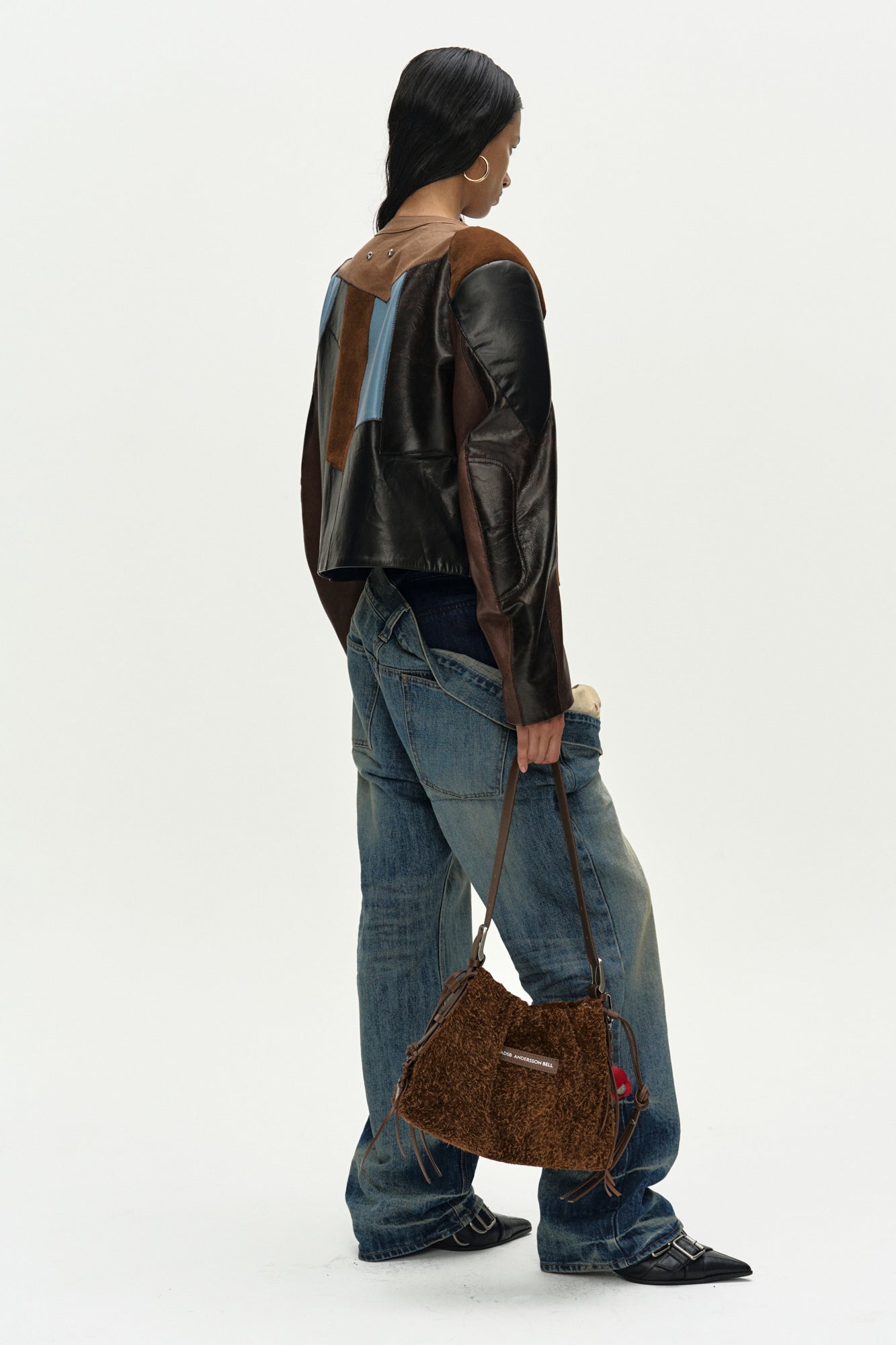 Andersson Bell - Leather Patchwork Biker Jacket (Dark Brown) product image 3 | TRAB K-Fashion Australia