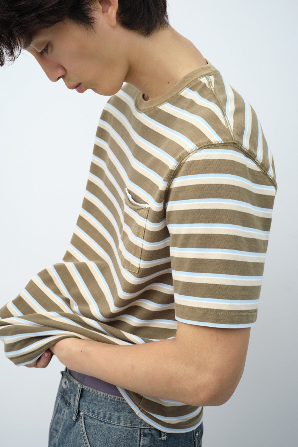 Hatchingroom - Bleached Stripe Tee (Khaki) product image 7 | TRAB K-Fashion Australia