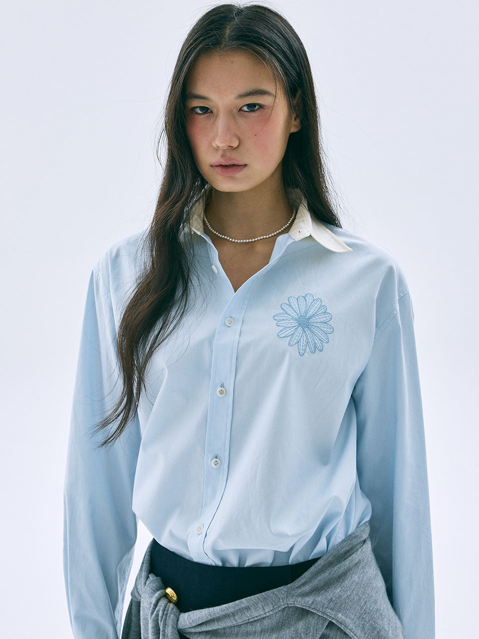 Mardi Mercredi - Oxford Shirt Contrast Collar (Sky Sky) product image 1 | TRAB K-Fashion Australia