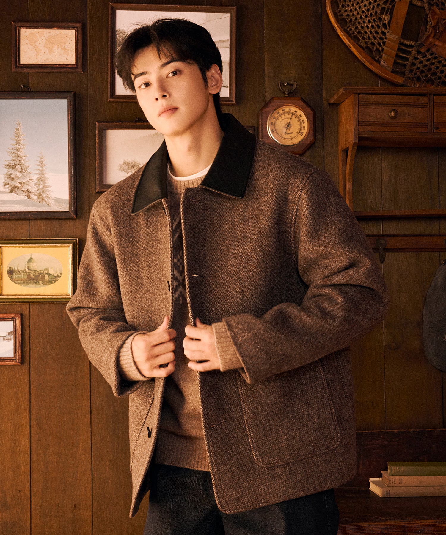 Marithe & Francois Girbaud - Collar Point Half Coat (Brown) product image 1 | TRAB K-Fashion Australia