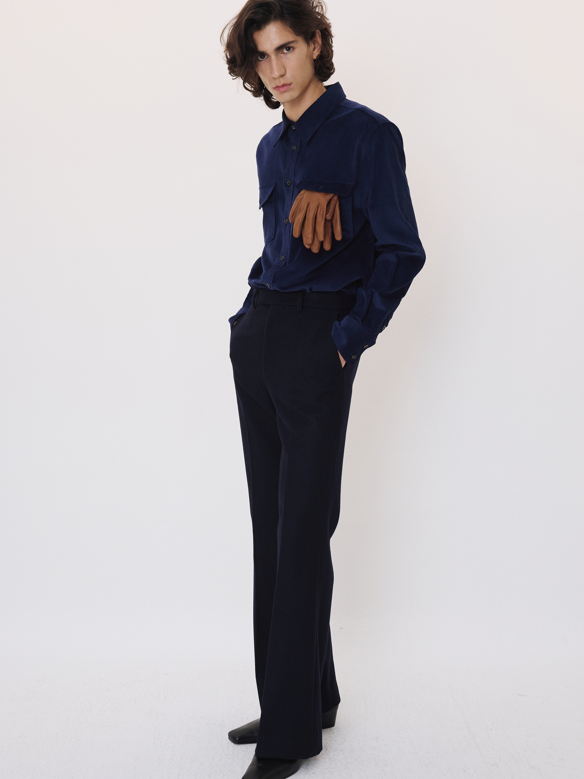 Recto - Wool Blend Flared Pants (Dark Navy) product image 1 | TRAB K-Fashion Australia