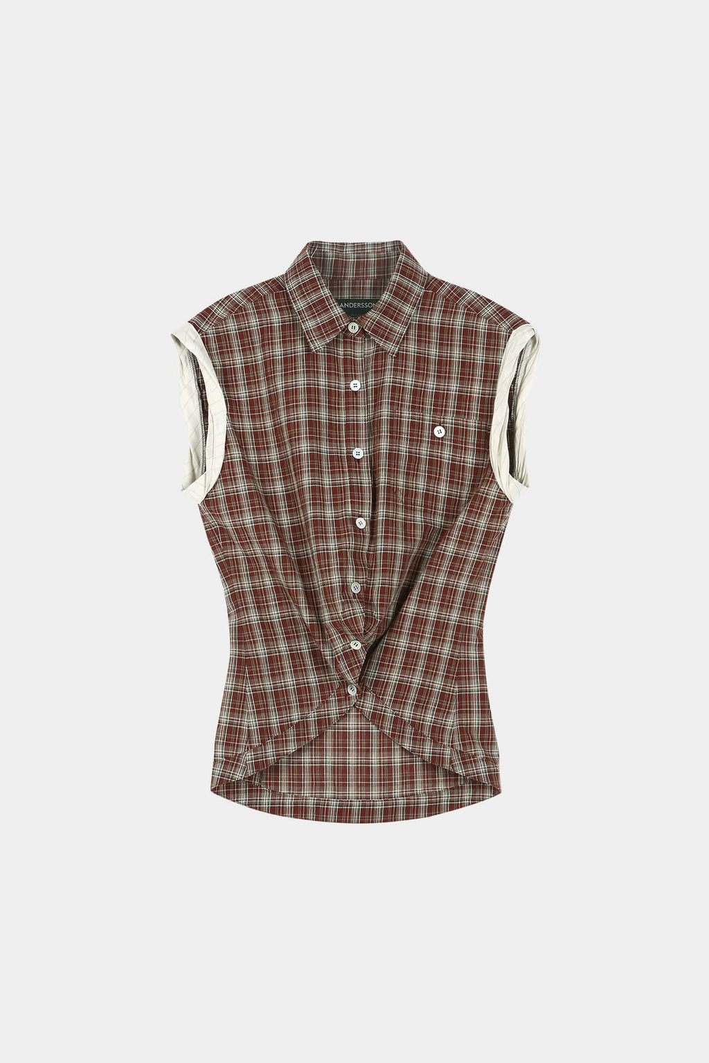 Andersson Bell - [Pre-Order – Ships June 8] Check Sleeveless Shirt (Brown) product image 9 | TRAB K-Fashion Australia