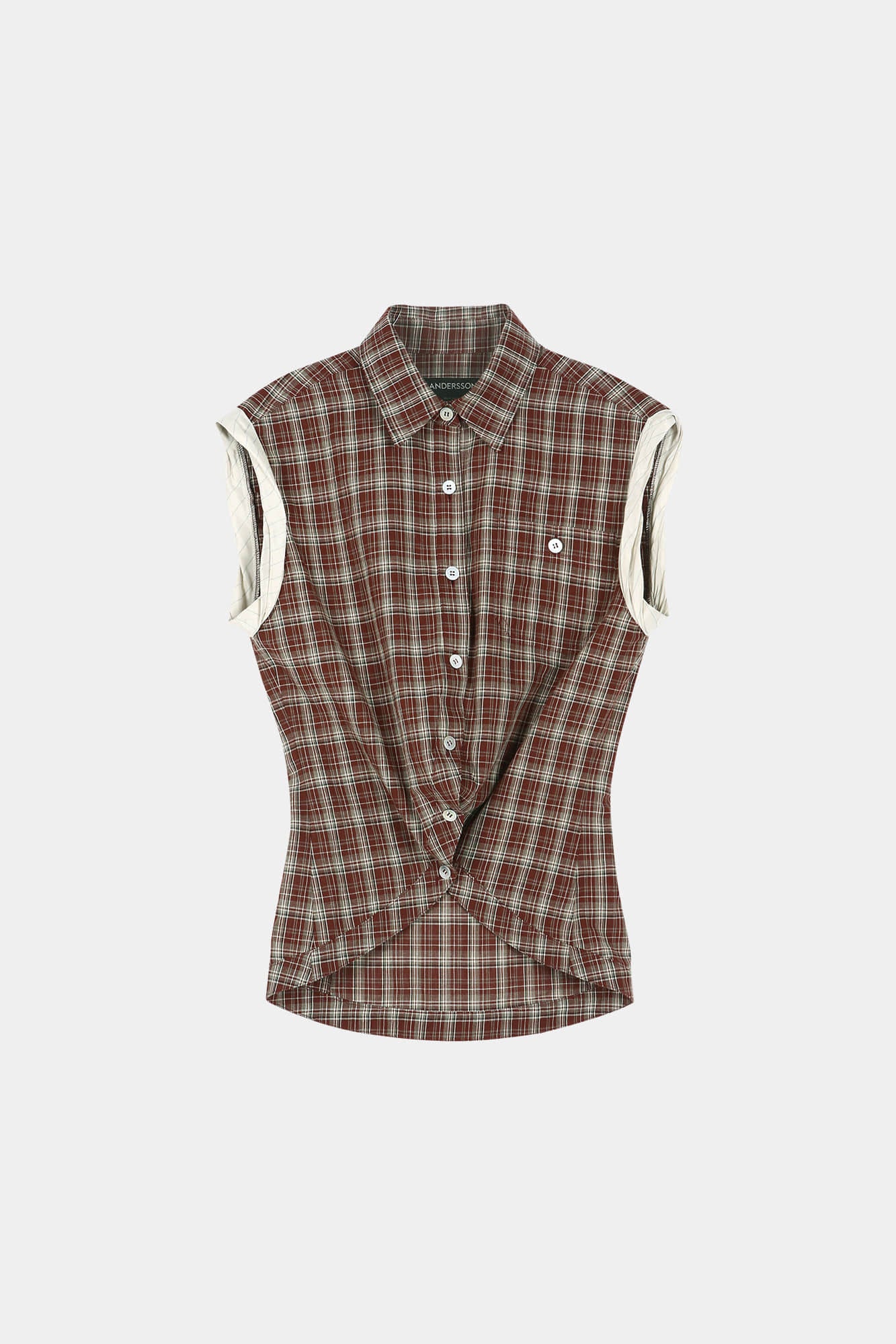 Andersson Bell - [Pre-Order – Ships June 8] Check Sleeveless Shirt (Brown) product image 9 | TRAB K-Fashion Australia