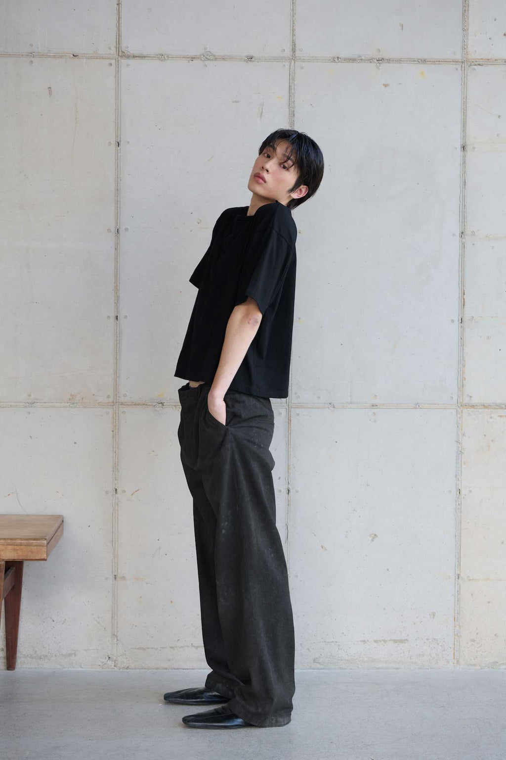 STU - Overlap Crop T-shirt (Black) product image 12 | TRAB K-Fashion Australia