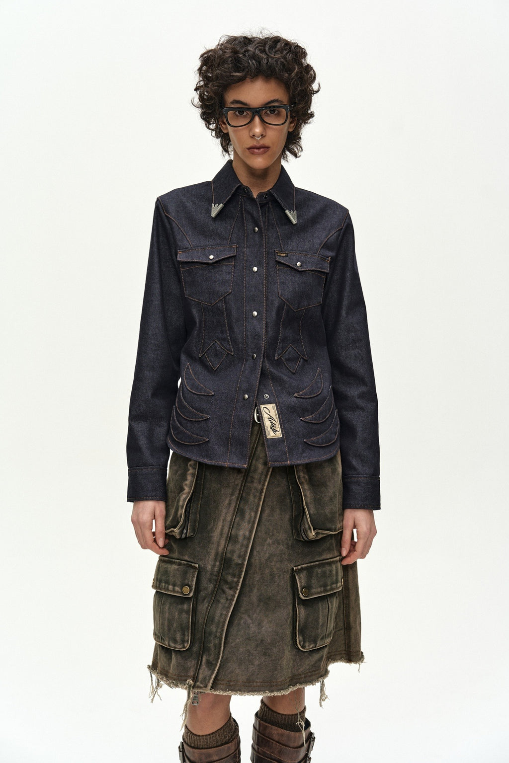 Andersson Bell - Western Patched Shirt (indigo) (Indigo) product image 1 | TRAB K-Fashion Australia