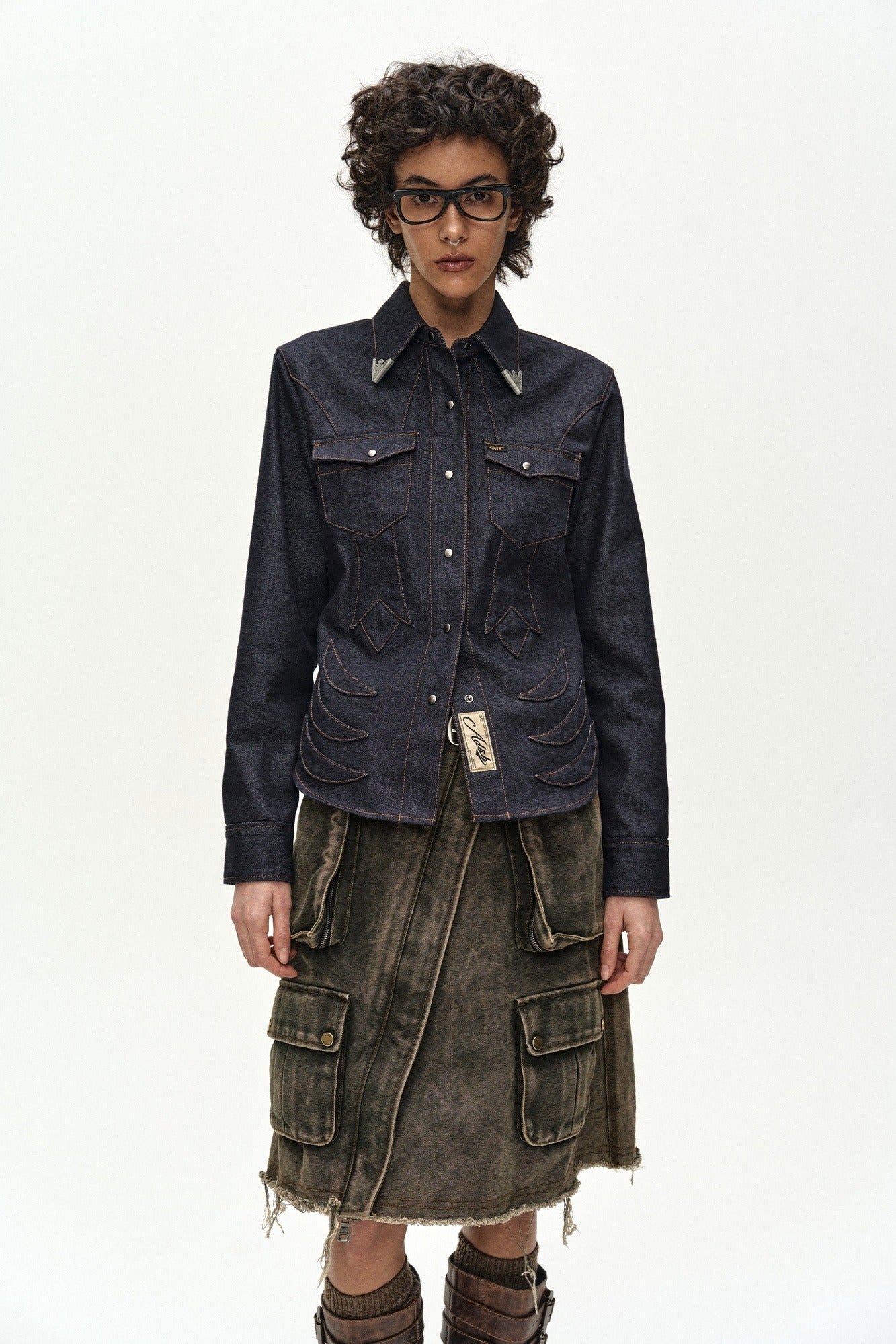 Andersson Bell - Western Patched Shirt (indigo) (Indigo) product image 1 | TRAB K-Fashion Australia