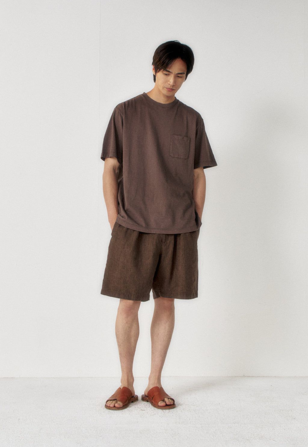 Art if acts - Washed Linen Two Tuck Shorts (Wood) product image 4 | TRAB K-Fashion Australia