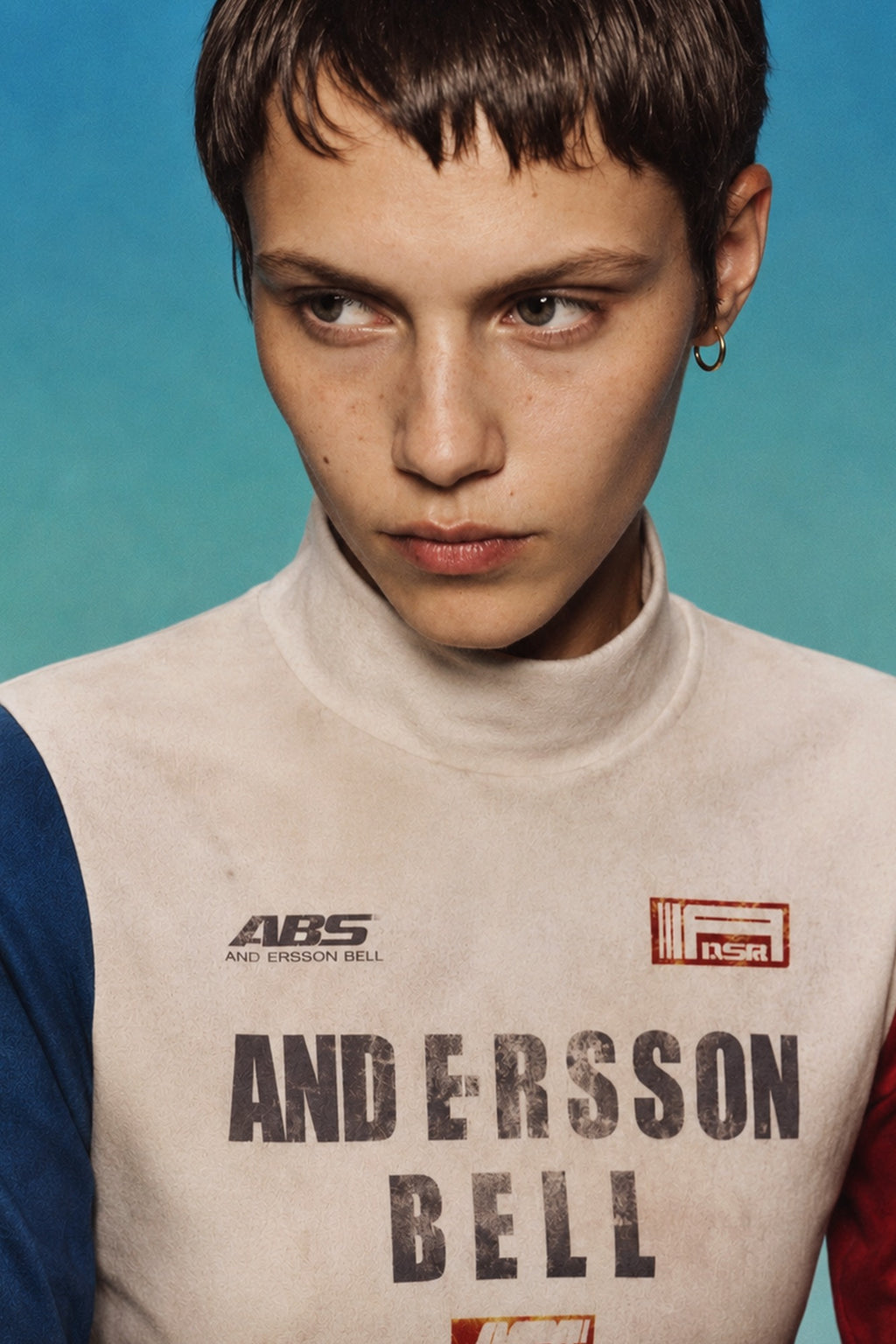 Andersson Bell - Racing Graphic Color-Block High-Neck Top (navy/red) (Navy/Red) product image 1 | TRAB K-Fashion Australia