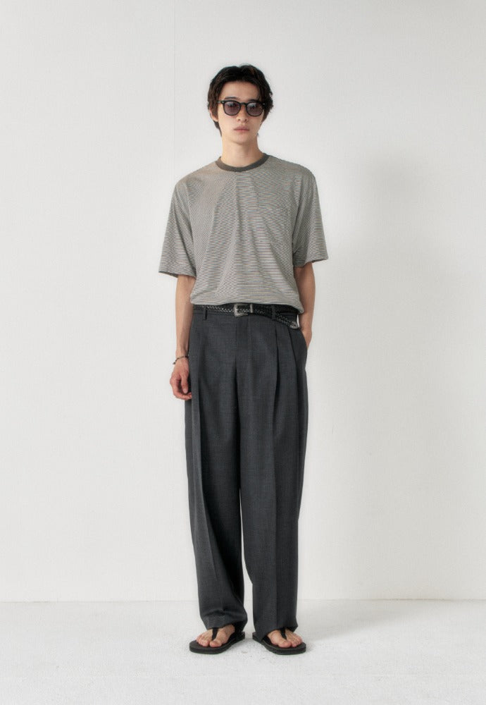 Art if acts - Washed Stripe Pocket S/S Tee (Charcoal) product image 1 | TRAB K-Fashion Australia