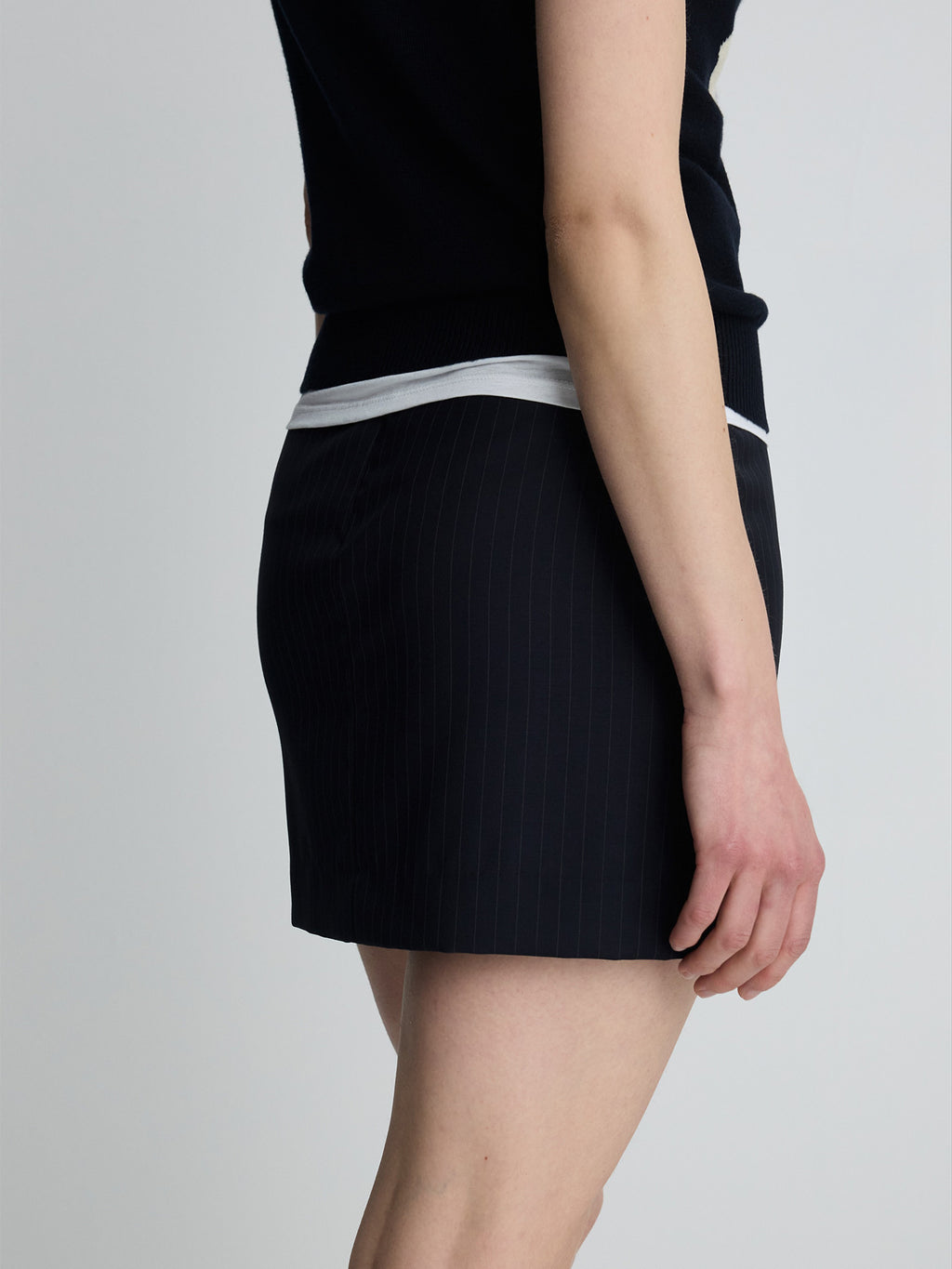Tonywack - Wool Pin Striped Mini Skirt (Navy Pinstripe) product image 5 | TRAB K-Fashion Australia