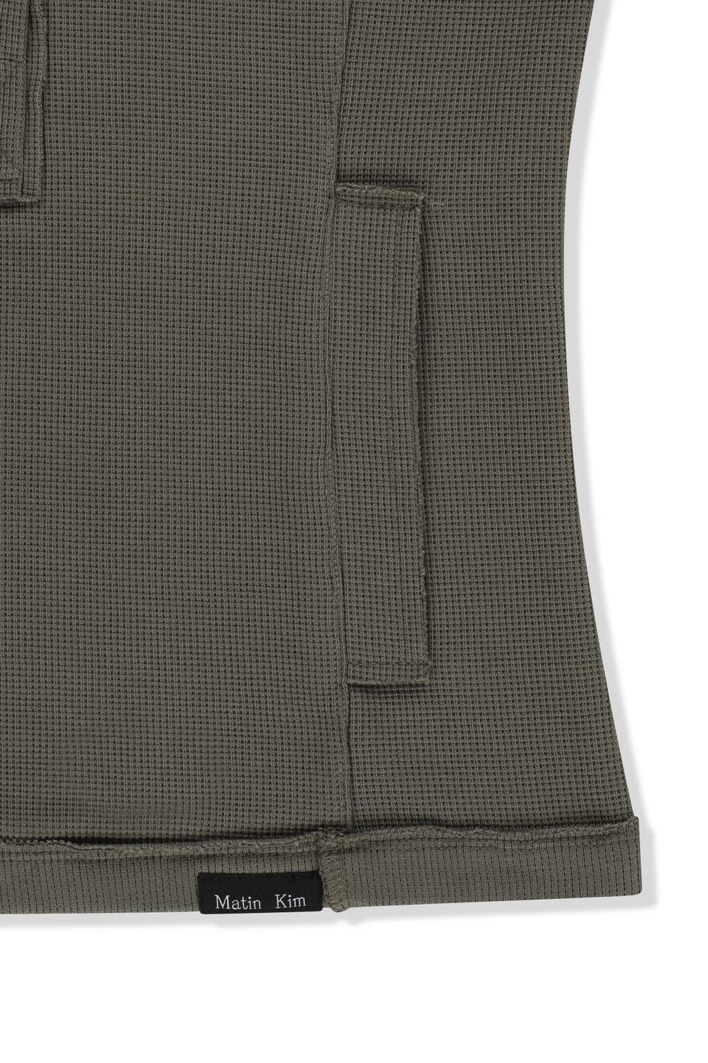 Matin Kim - Waffle Henley Neck Hood Top (Khaki) product image 5 | TRAB K-Fashion Australia