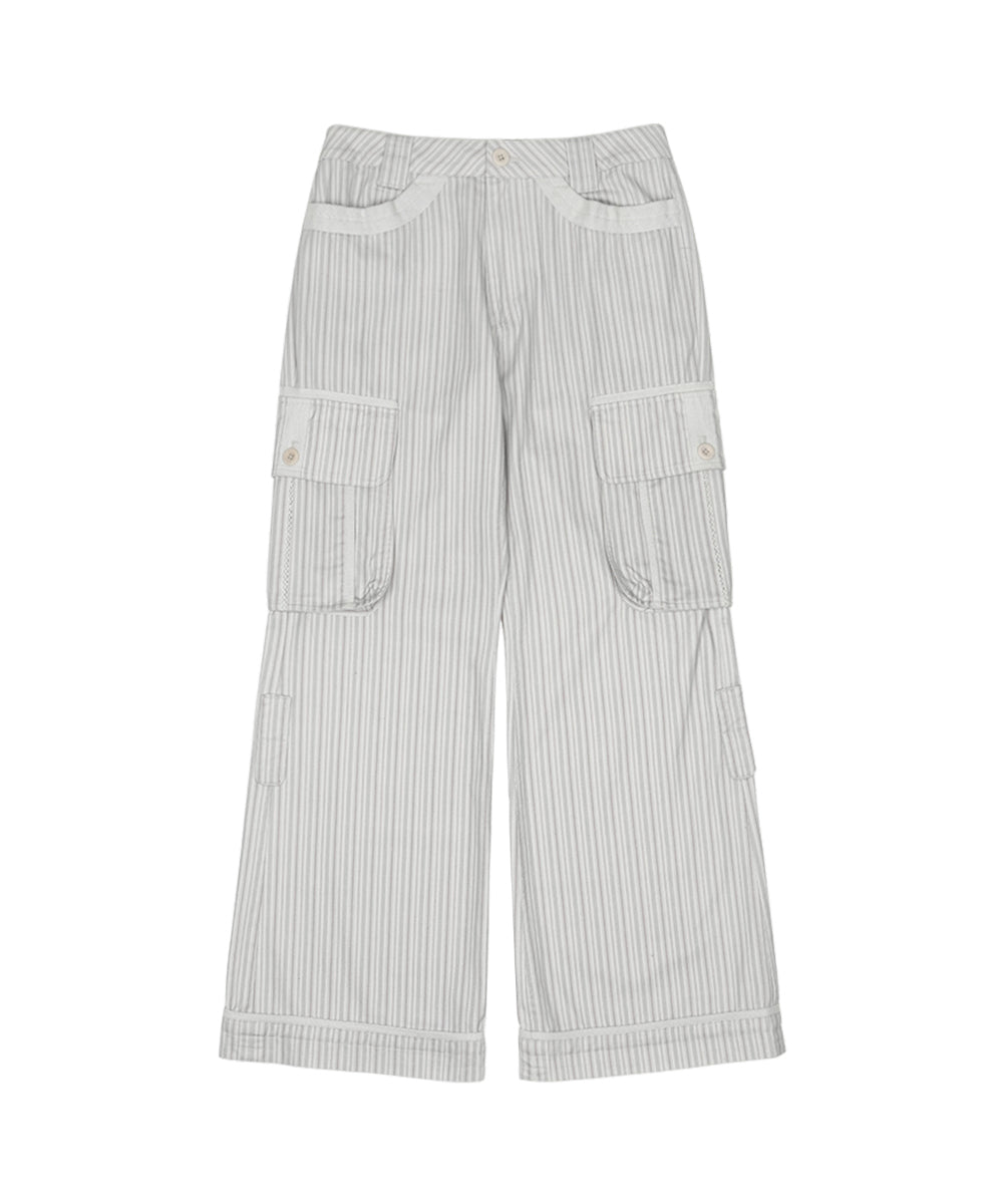 Coyseio - Stripe Big Pocket Cargo Pants (Light Grey) product image 10 | TRAB K-Fashion Australia
