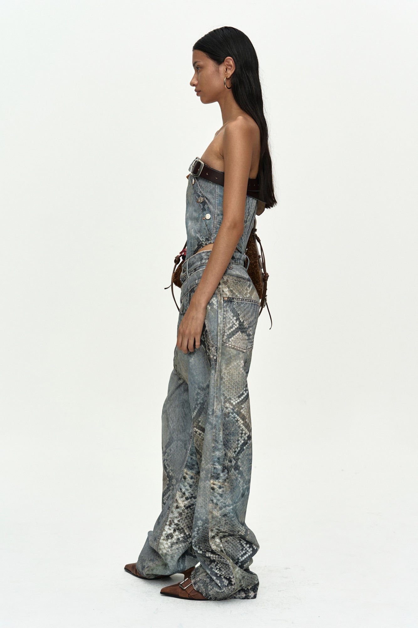 Andersson Bell - Python Fade Denim Printed Overlay Jeans (Blue) product image 3 | TRAB K-Fashion Australia