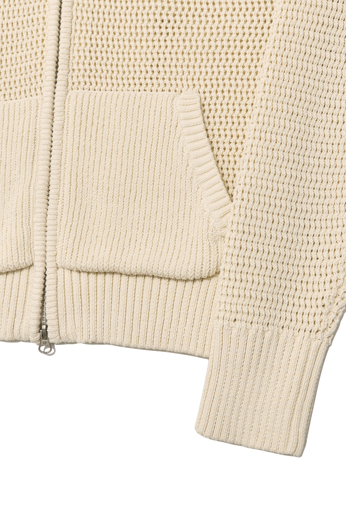 Matin Kim - Two Tone Mesh Knit Hoody Zip Up (Ivory) product image 4 | TRAB K-Fashion Australia