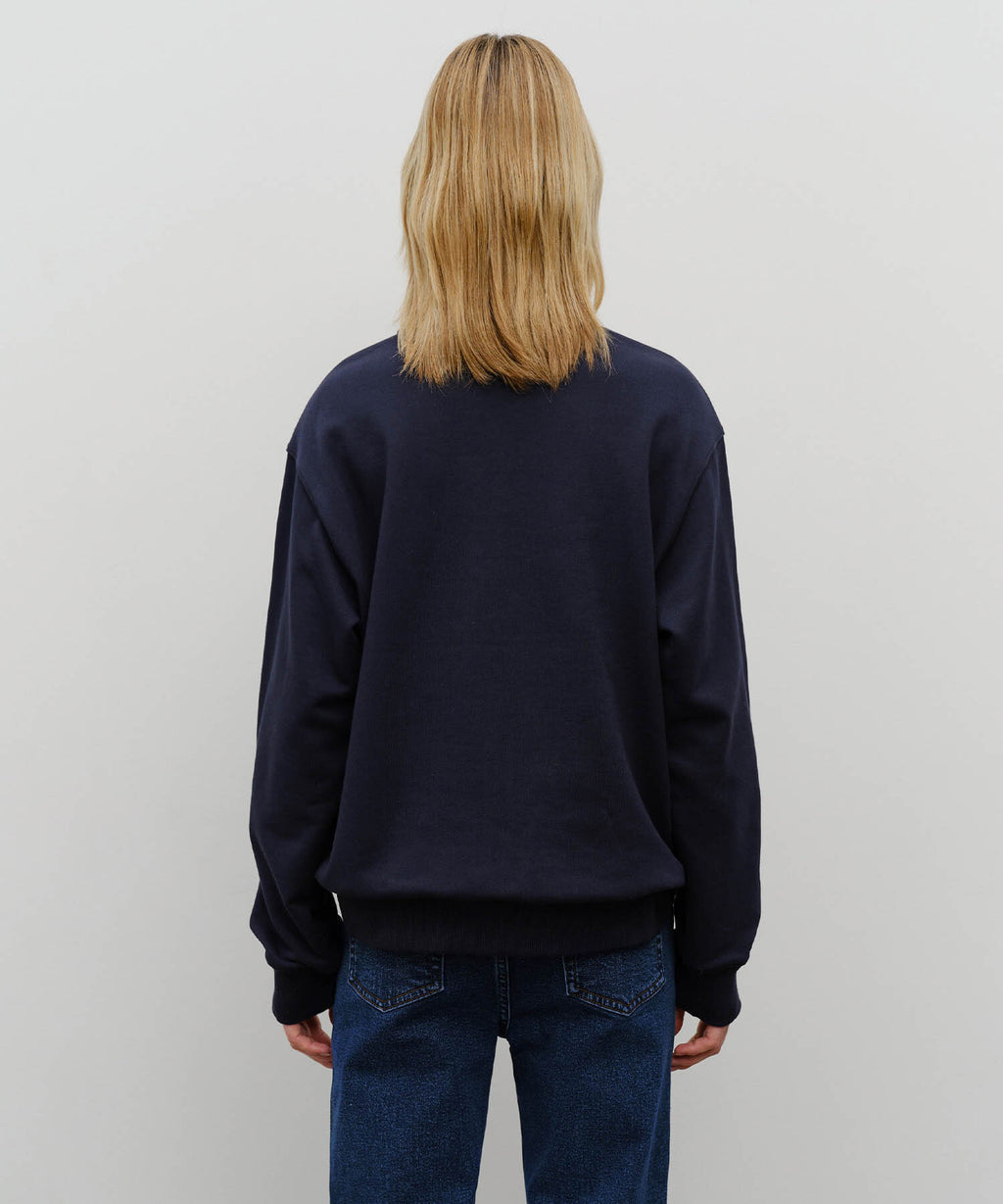 Marithe & Francois Girbaud - Baseball Logo Collar Half Zipup Sweatshirt (Navy) product image 3 | TRAB K-Fashion Australia