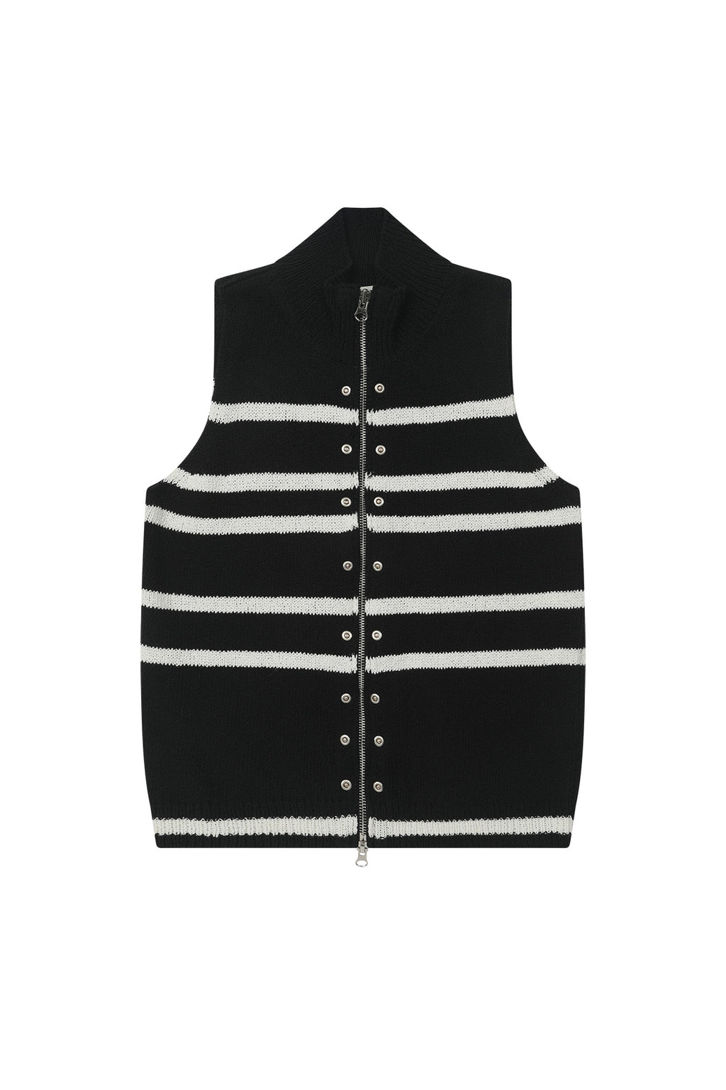 Deinet - Stripe Knit Vest Zip Up (Black) product image 1 | TRAB K-Fashion Australia