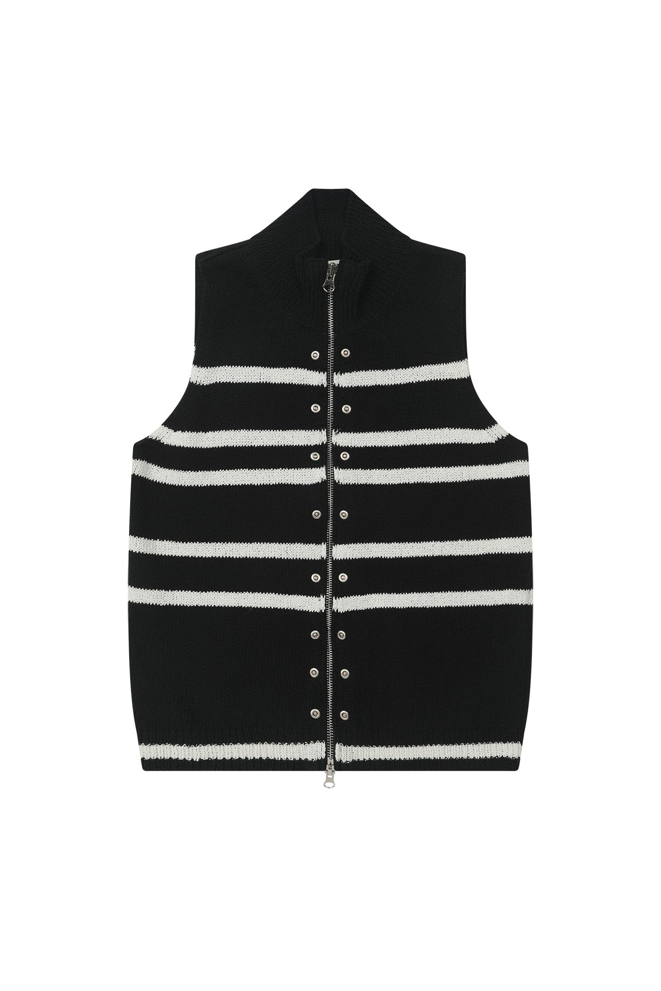 Deinet - Stripe Knit Vest Zip Up (Black) product image 1 | TRAB K-Fashion Australia