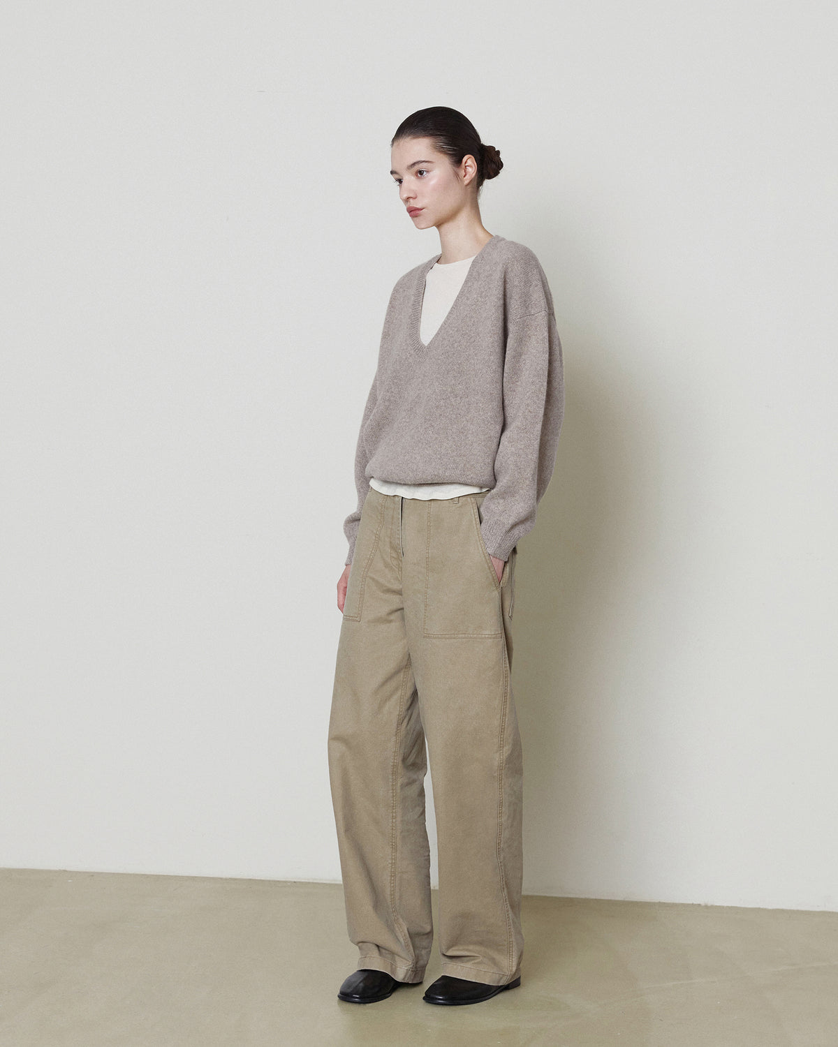 Brownyard - Deep V Neck Sweater (Beige) product image 1 | TRAB K-Fashion Australia