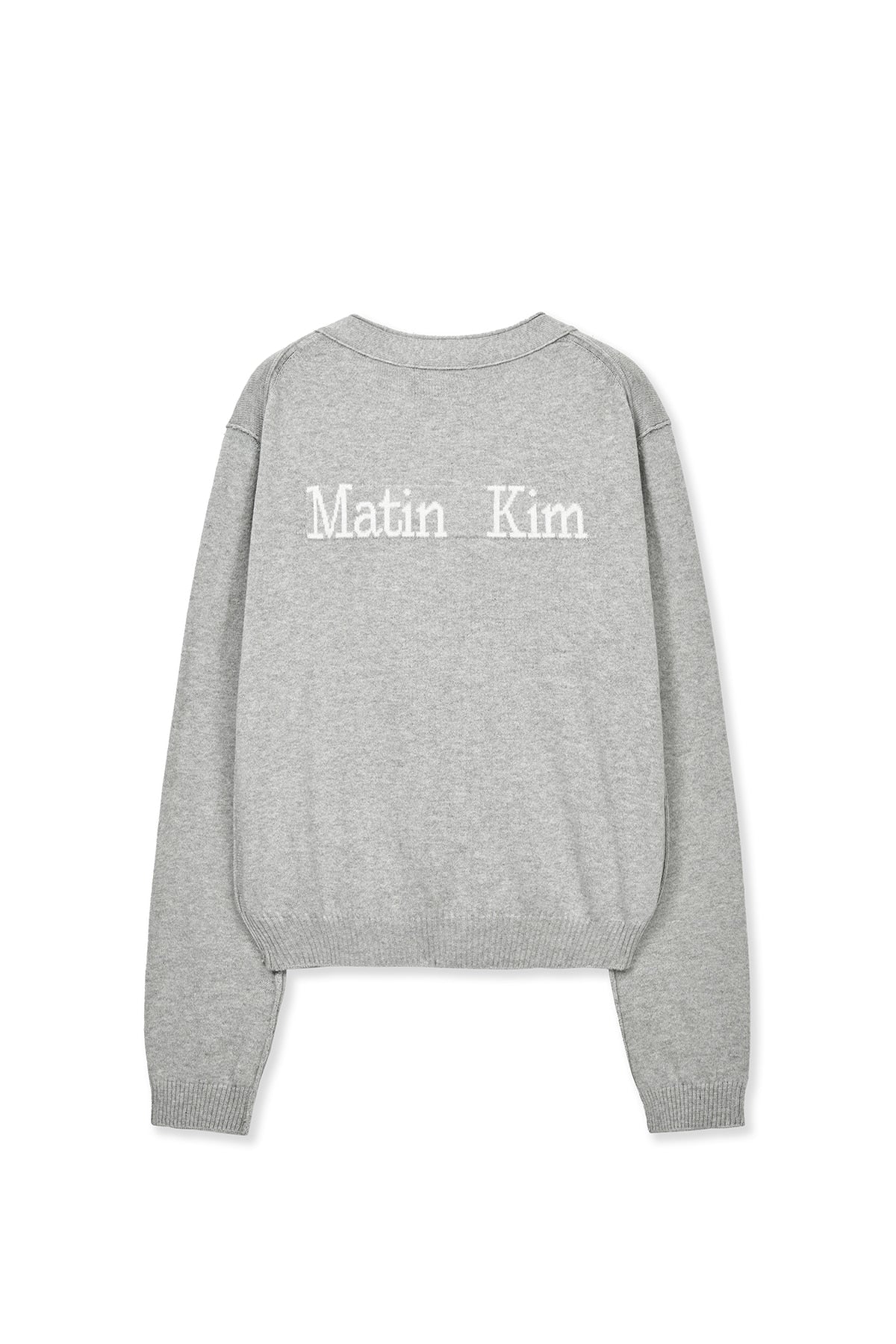 Matin Kim - Back Logo Snap Button Cardigan (Grey) product image 2 | TRAB K-Fashion Australia