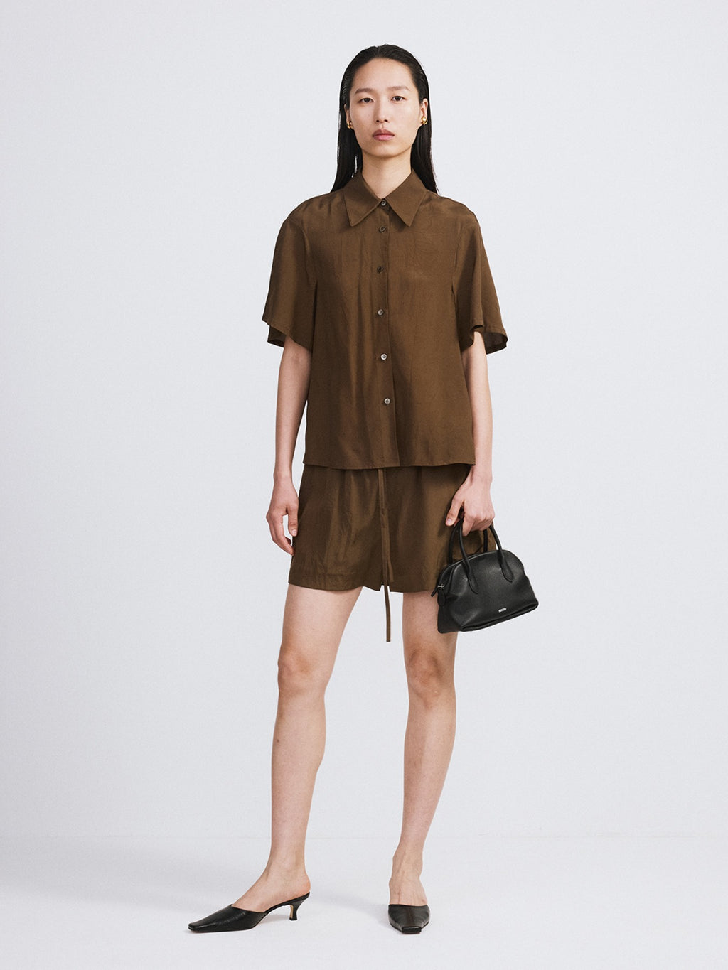 Recto - Wrinkled Fluid Blouse (Khaki Brown) product image 1 | TRAB K-Fashion Australia