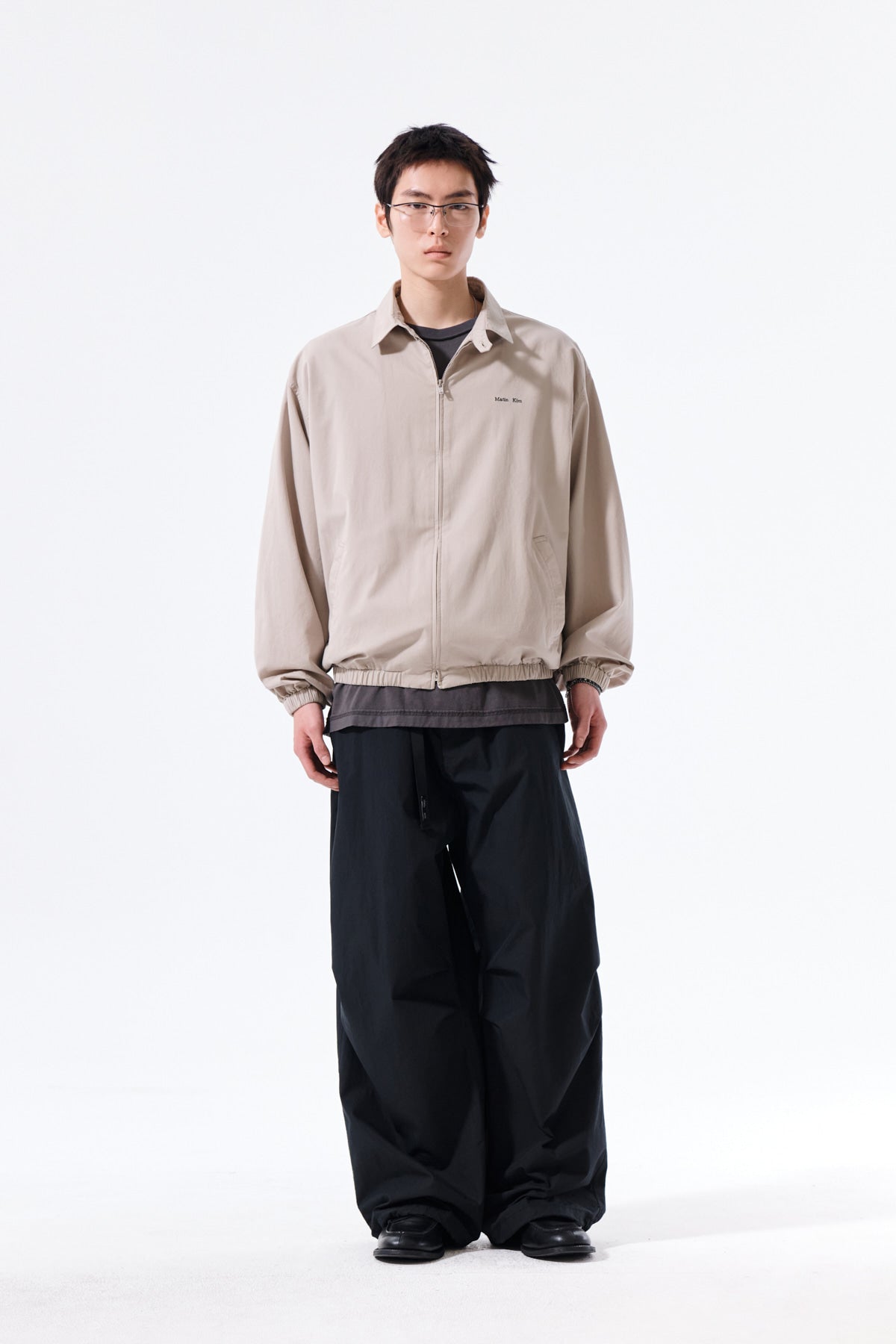 Matin Kim - Small Logo Cotton Zip Up Jumper (Light Beige) product image 14 | TRAB K-Fashion Australia