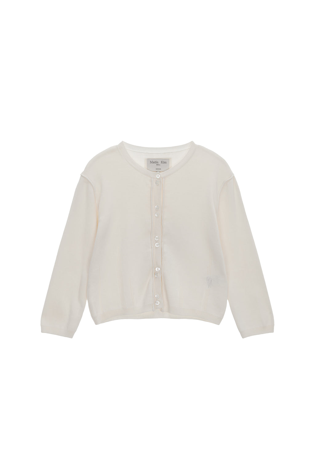 Matin Kim - Three Quarter Sleeve Round Cardigan (White) product image 1 | TRAB K-Fashion Australia
