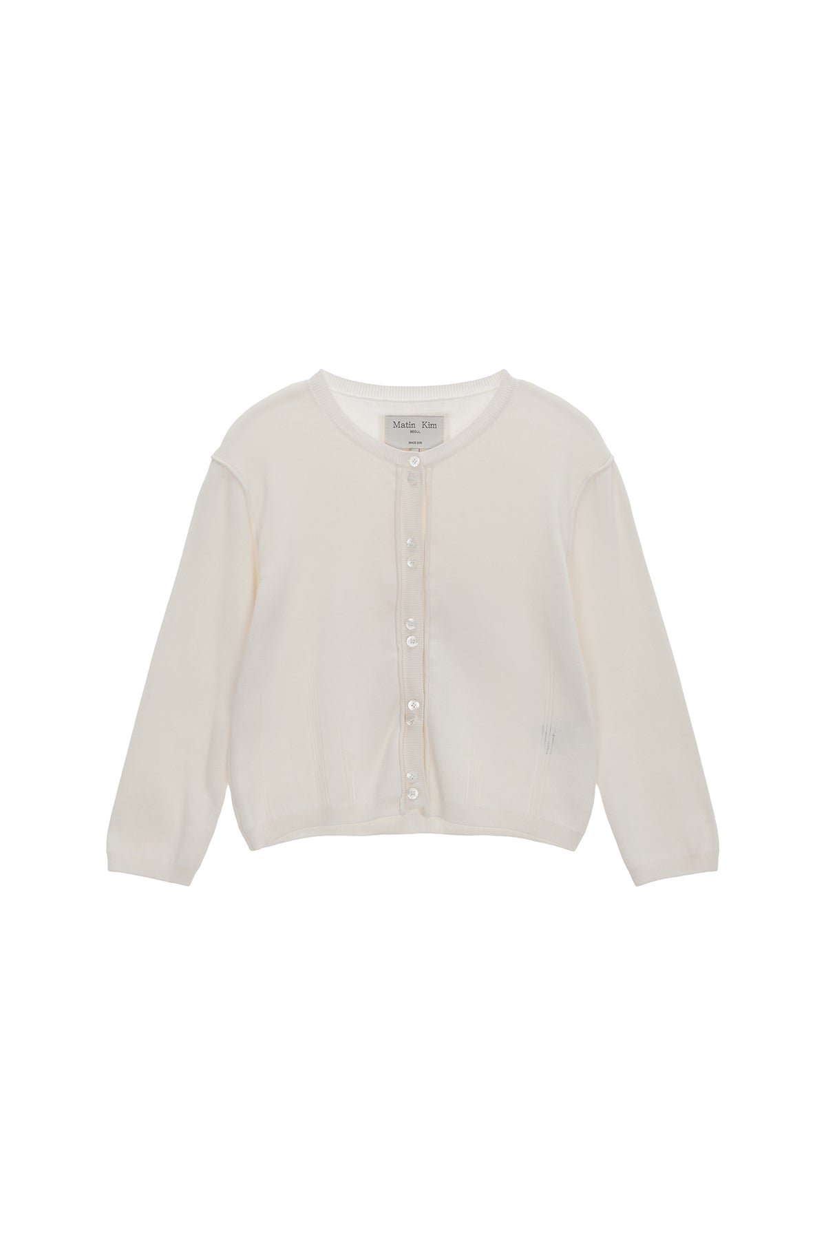 Matin Kim - Three Quarter Sleeve Round Cardigan (White) product image 1 | TRAB K-Fashion Australia