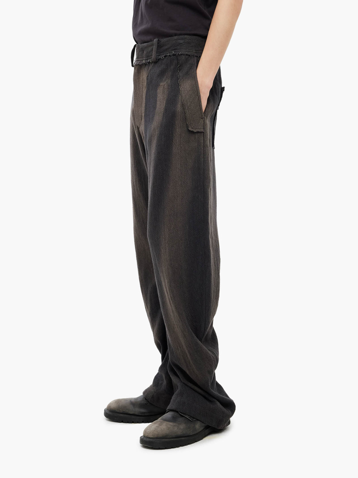 Jiyong Kim - Sun-Bleached Curved Trousers (Black) product image 5 | TRAB K-Fashion Australia