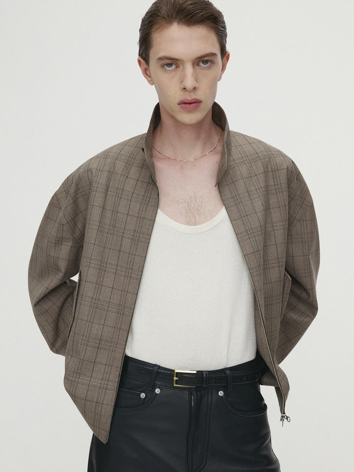 Tonywack - Checked Wool Harrington Jacket (Beige Check) product image 4 | TRAB K-Fashion Australia