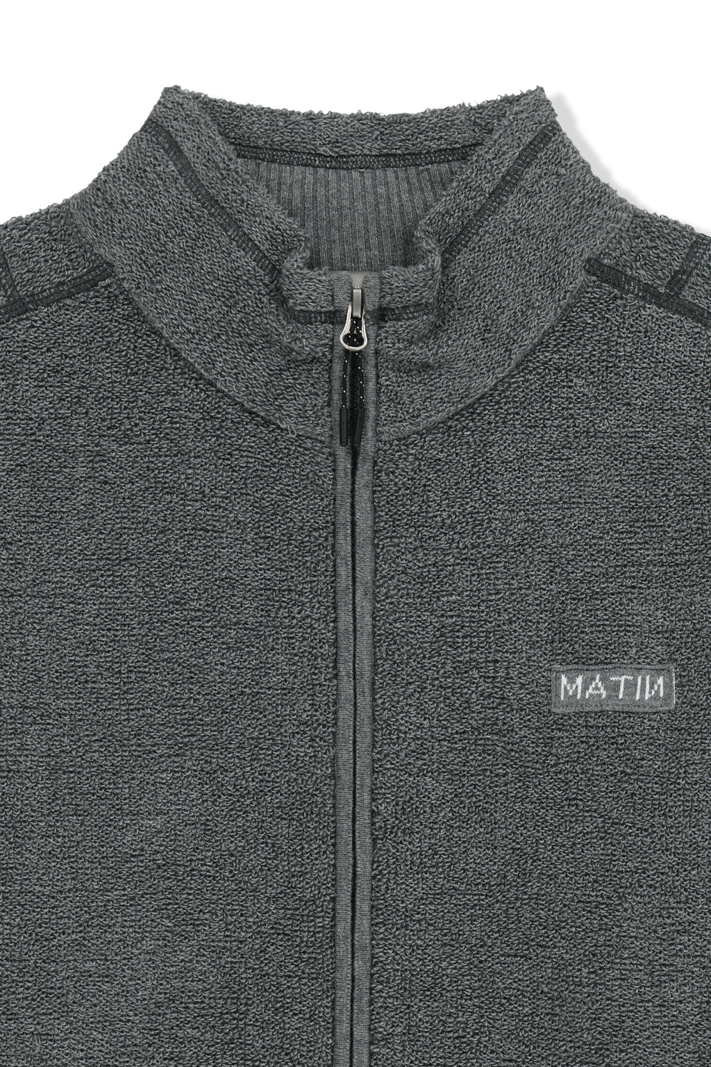 Matin Kim - Boucle Texture Knit Zip Up (Grey) product image 3 | TRAB K-Fashion Australia