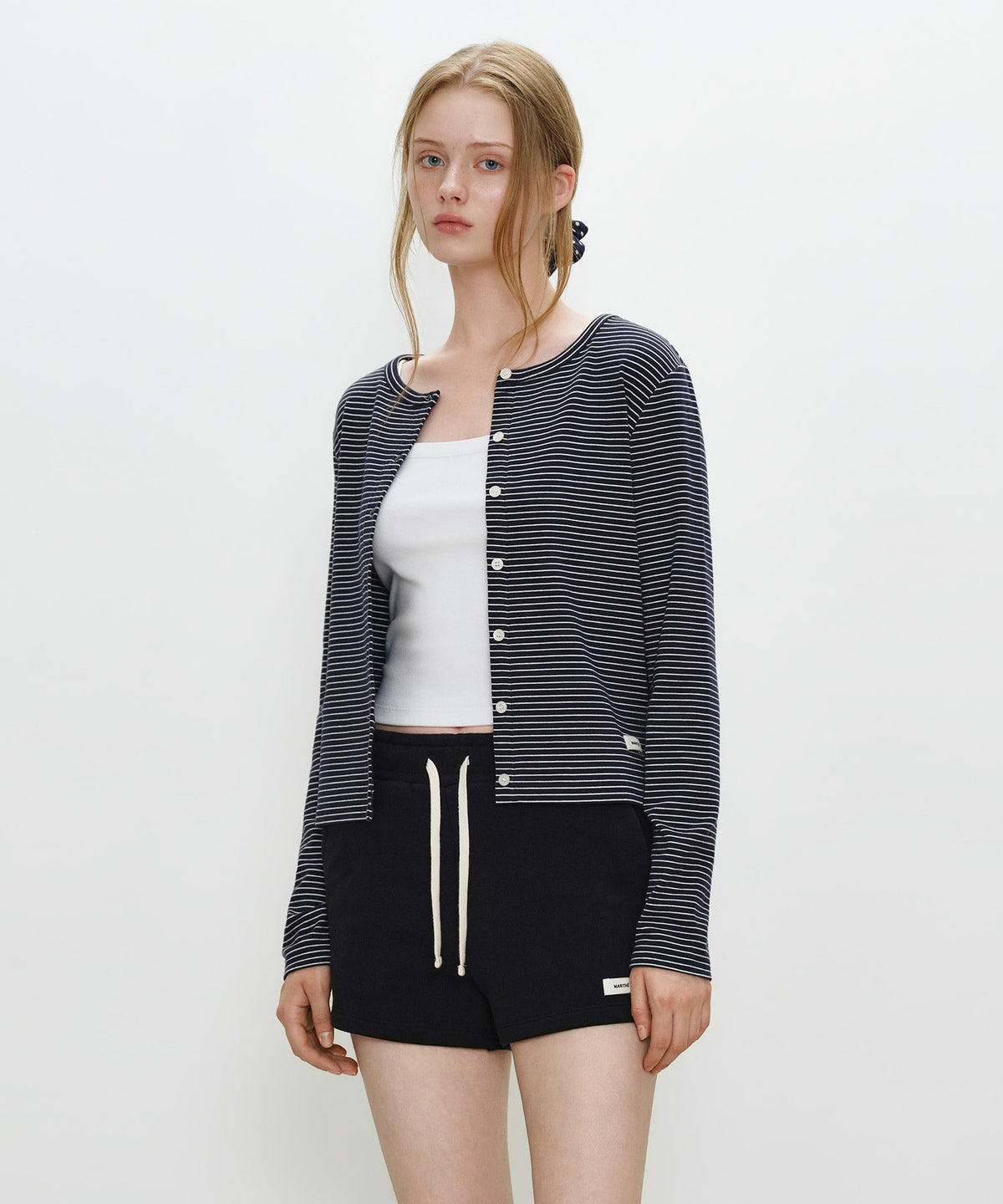 Marithe & Francois Girbaud - Basic Cotton Cardigan (Navy Stripe) product image 2 | TRAB K-Fashion Australia
