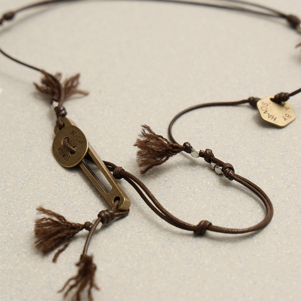 Towtow Archive - [Pre-Order – Ships March 26] Hand Twist Button Stick Necklace Bronze (OC) product image 4 | TRAB K-Fashion Australia
