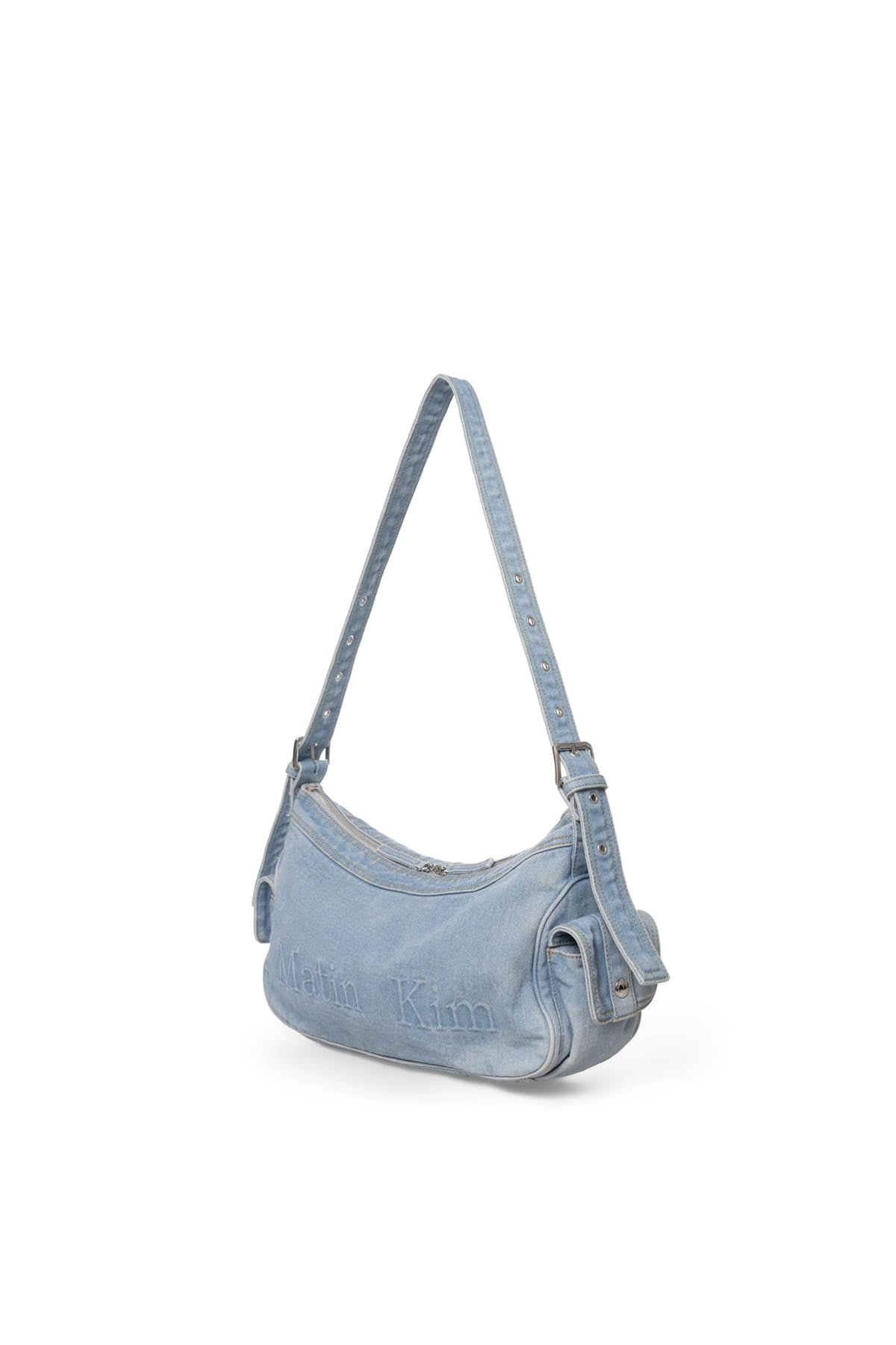 Matin Kim - Matin Dust Denim Side Pocket Bag (Light Blue) product image 6 | TRAB K-Fashion Australia