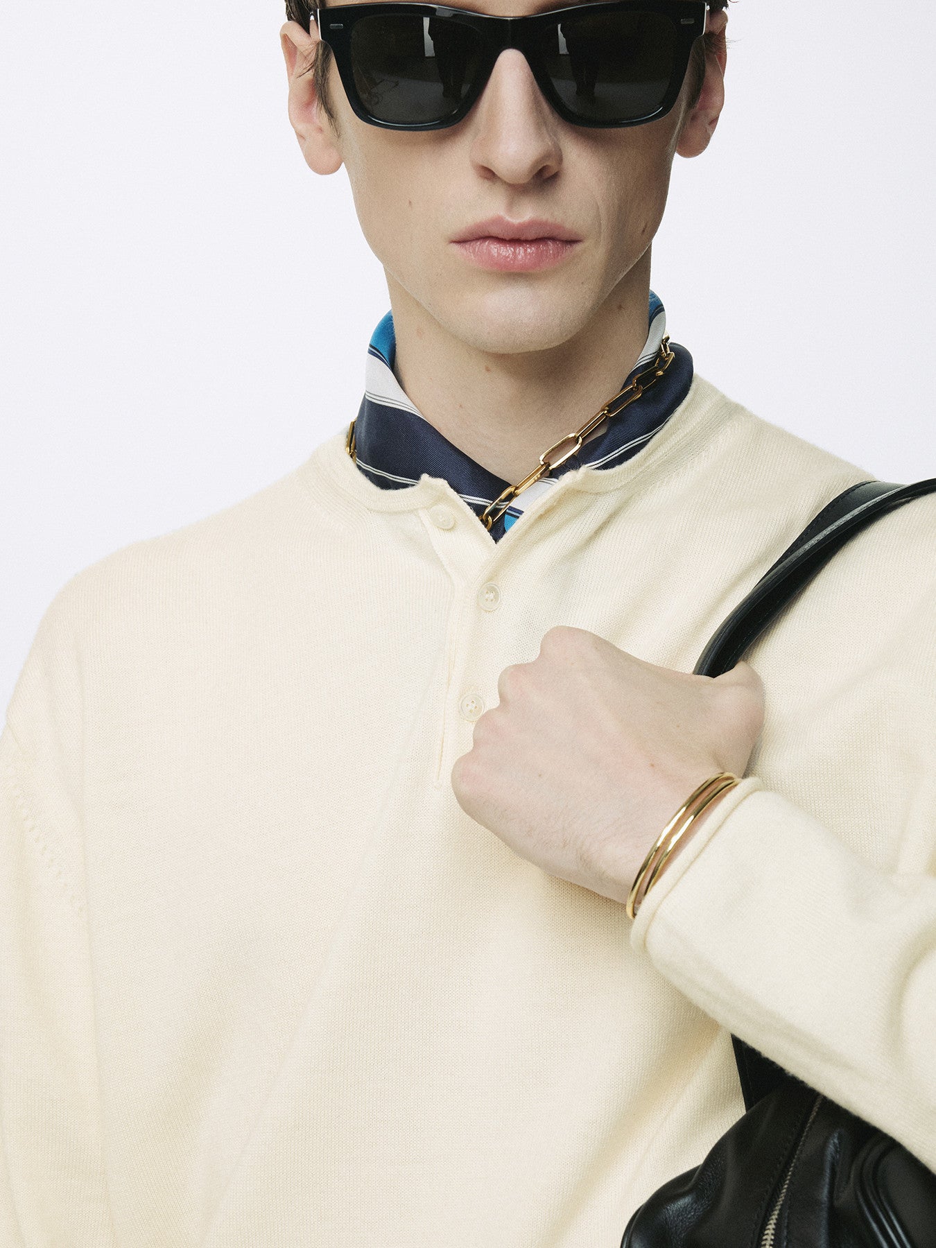 Tonywack - Extra Fine Wool Raw Hem Henley Neck Knit (Ecru) product image 9 | TRAB K-Fashion Australia