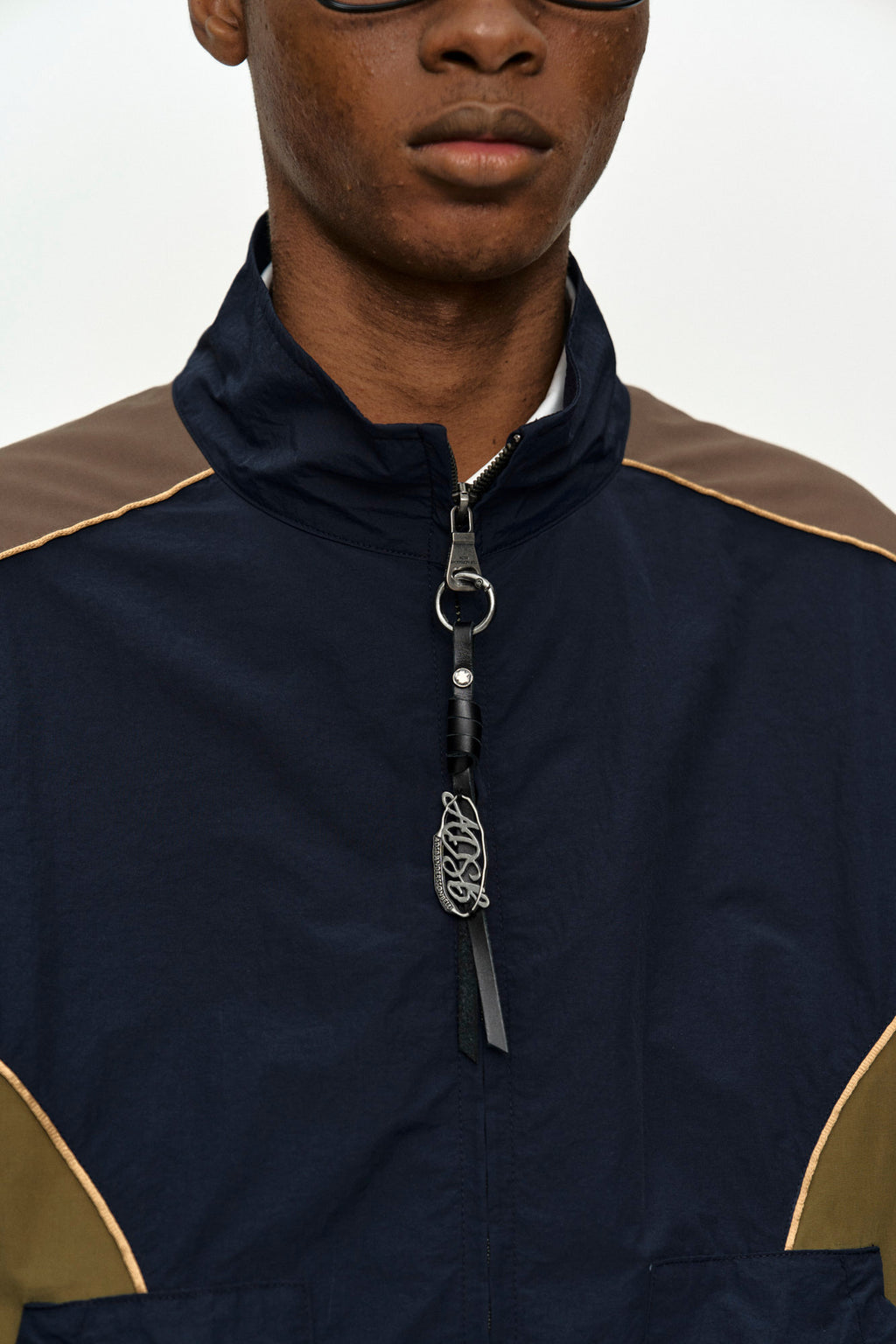 Andersson Bell - Unisex Color Block Nylon Track Jacket (Navy/Khaki) product image 5 | TRAB K-Fashion Australia