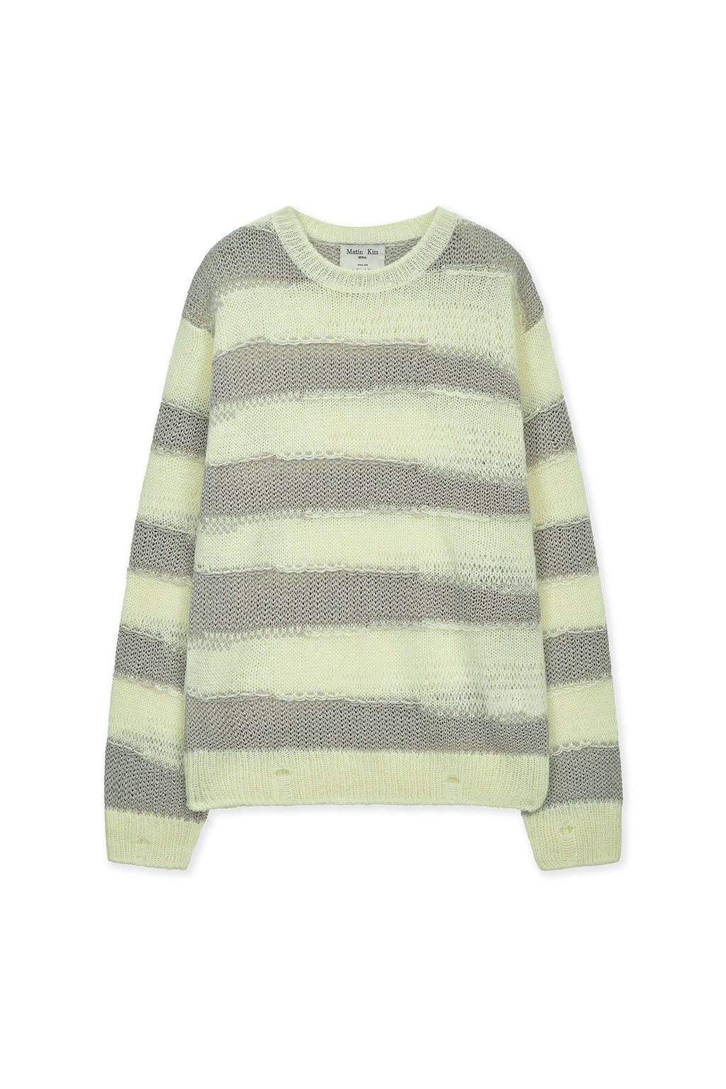 Matin Kim - Texture Block Stripe Knit Pullover (Light Yellow) product image 1 | TRAB K-Fashion Australia