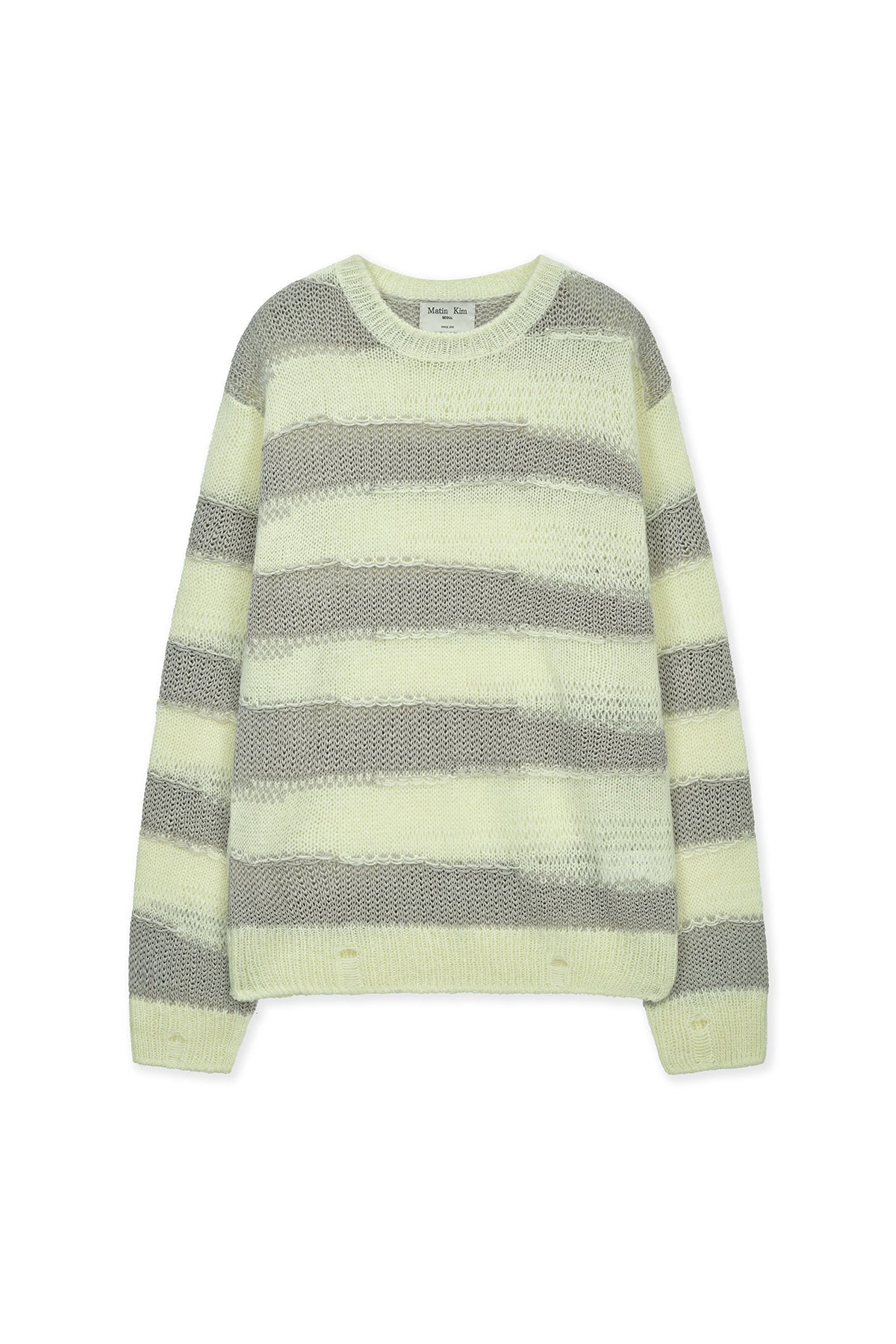 Matin Kim - Texture Block Stripe Knit Pullover (Light Yellow) product image 1 | TRAB K-Fashion Australia