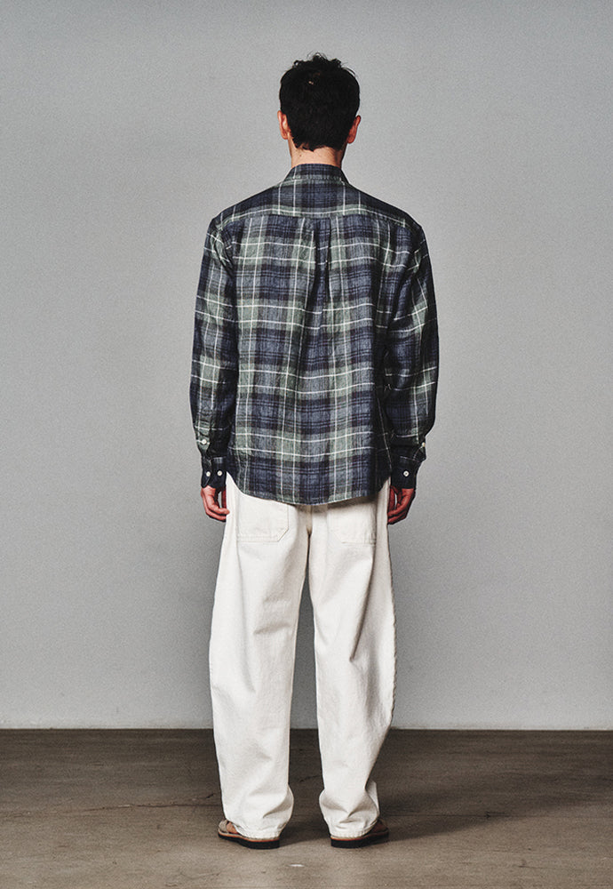 Art if acts - Linen French Check Shirt (Khaki/Blue) product image 4 | TRAB K-Fashion Australia