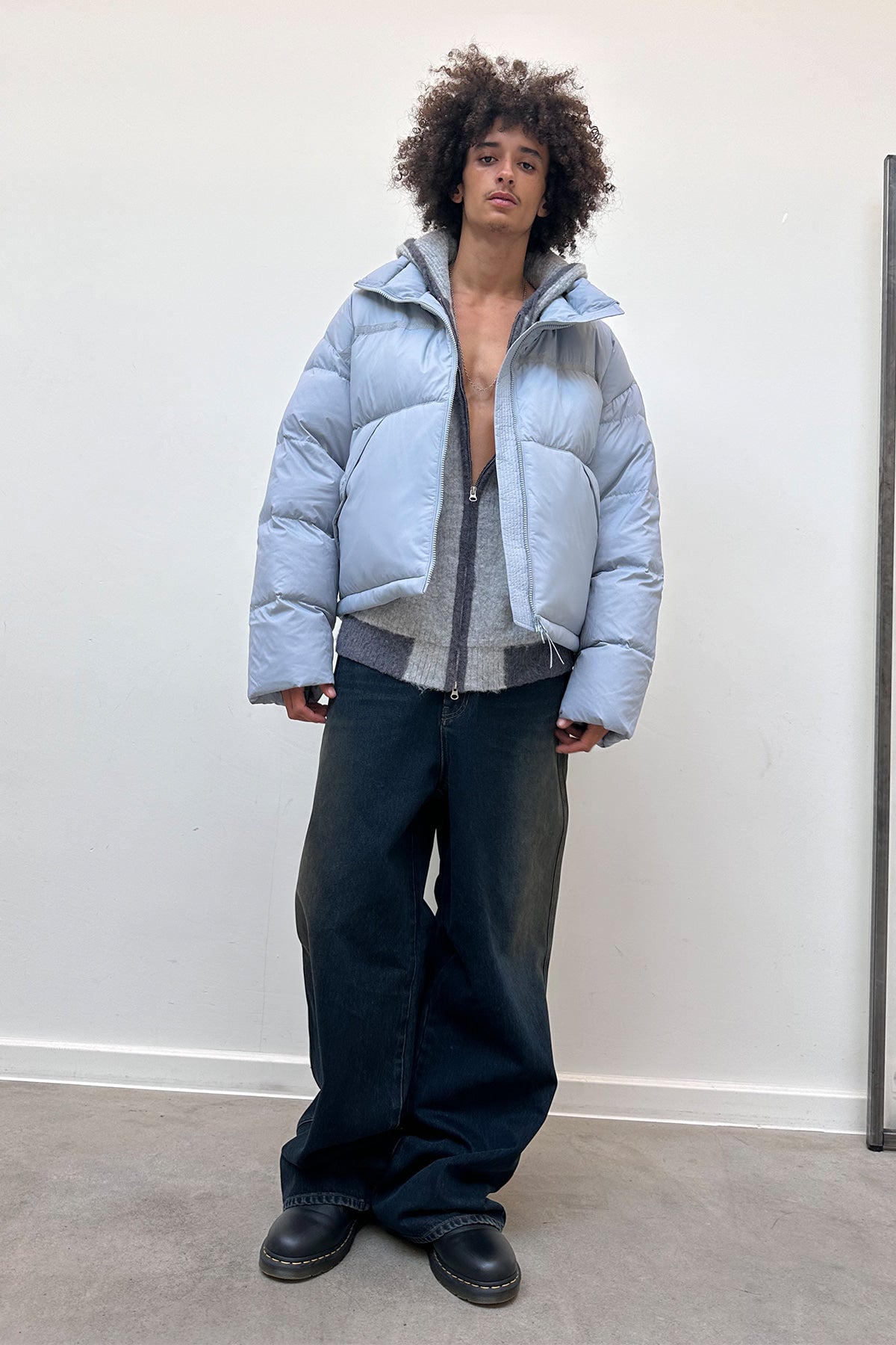Matin Kim - Logo Taping Puffer Down Jumper (Grey) product image 5 | TRAB K-Fashion Australia
