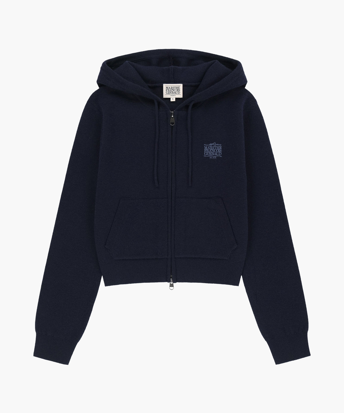 Marithe & Francois Girbaud - Ribbon Classic Logo Crop Knit Hoodie Zipup (Navy) product image 6 | TRAB K-Fashion Australia