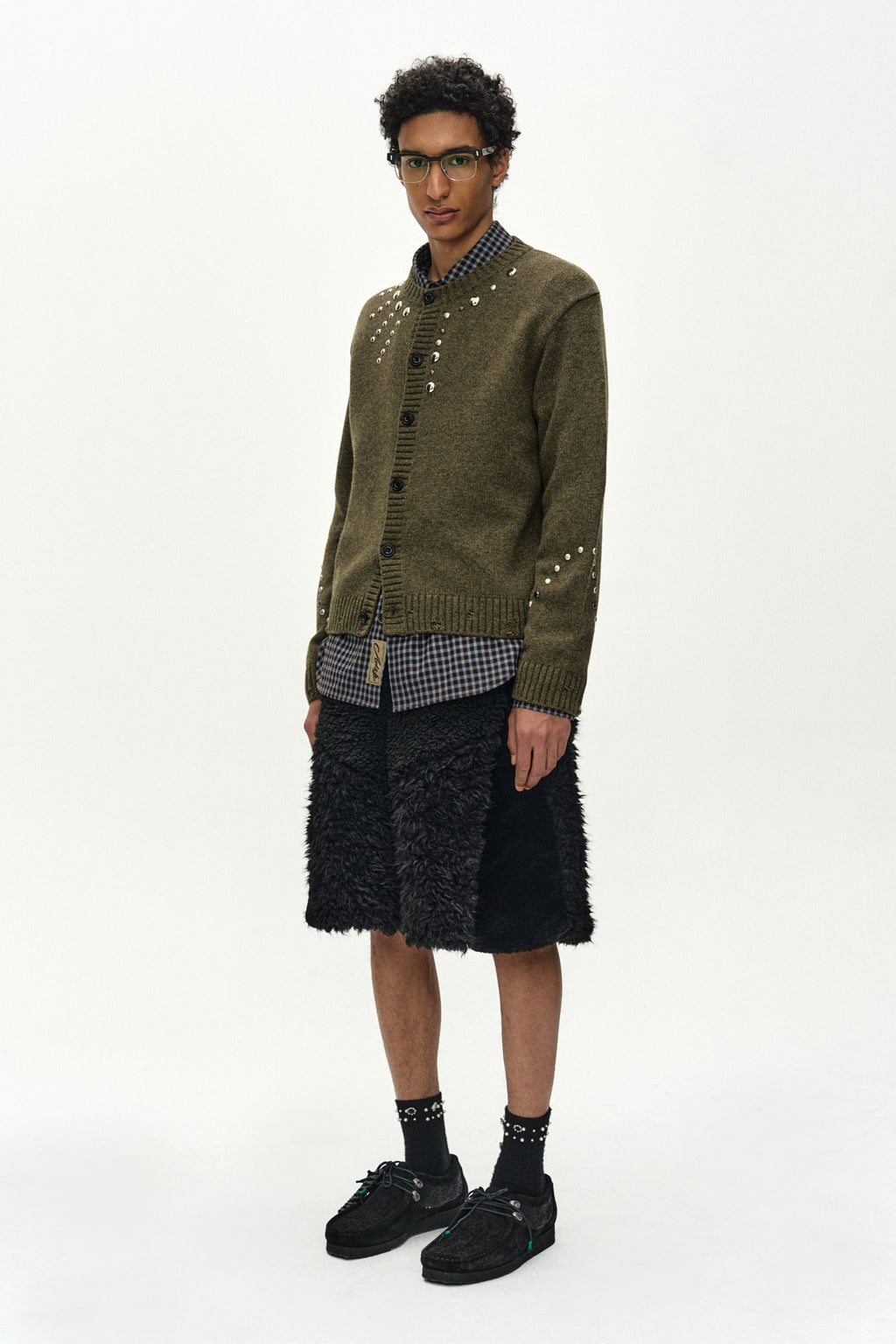 Andersson Bell - Roghen Studded Cardigan (moss Khaki) (Moss Khaki) product image 3 | TRAB K-Fashion Australia