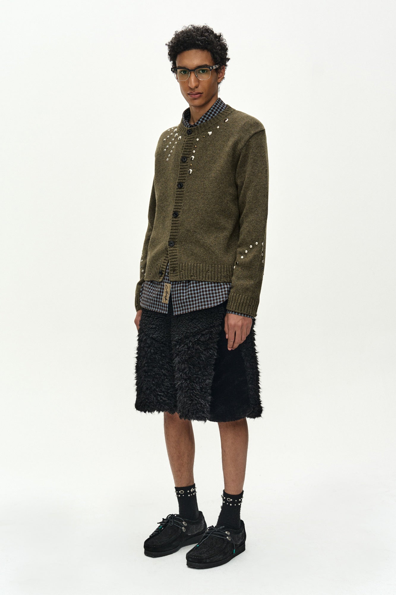 Andersson Bell - Roghen Studded Cardigan (moss Khaki) (Moss Khaki) product image 3 | TRAB K-Fashion Australia