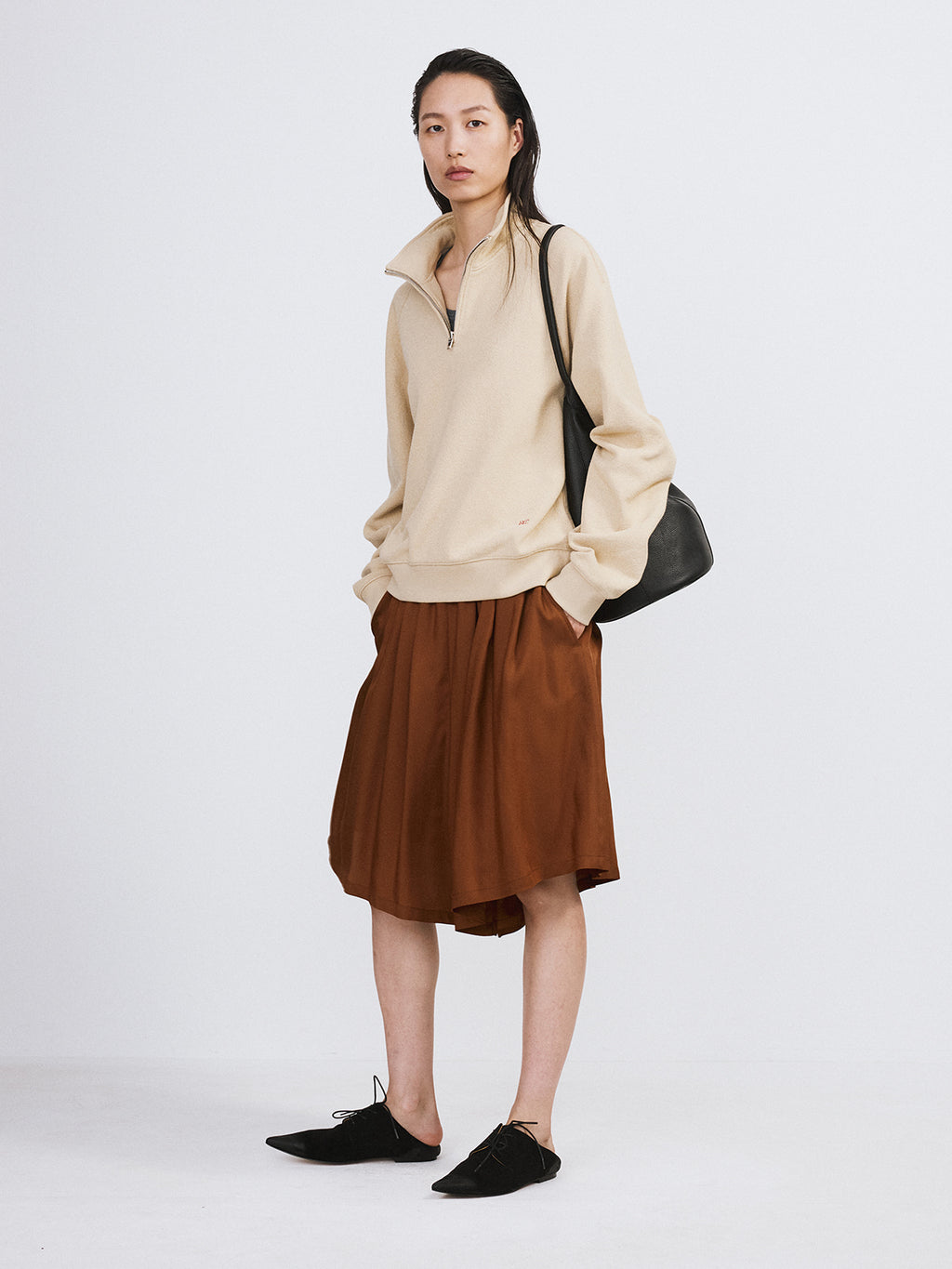 Recto - Banding Wide Culotte Pants (Red Brown) product image 2 | TRAB K-Fashion Australia