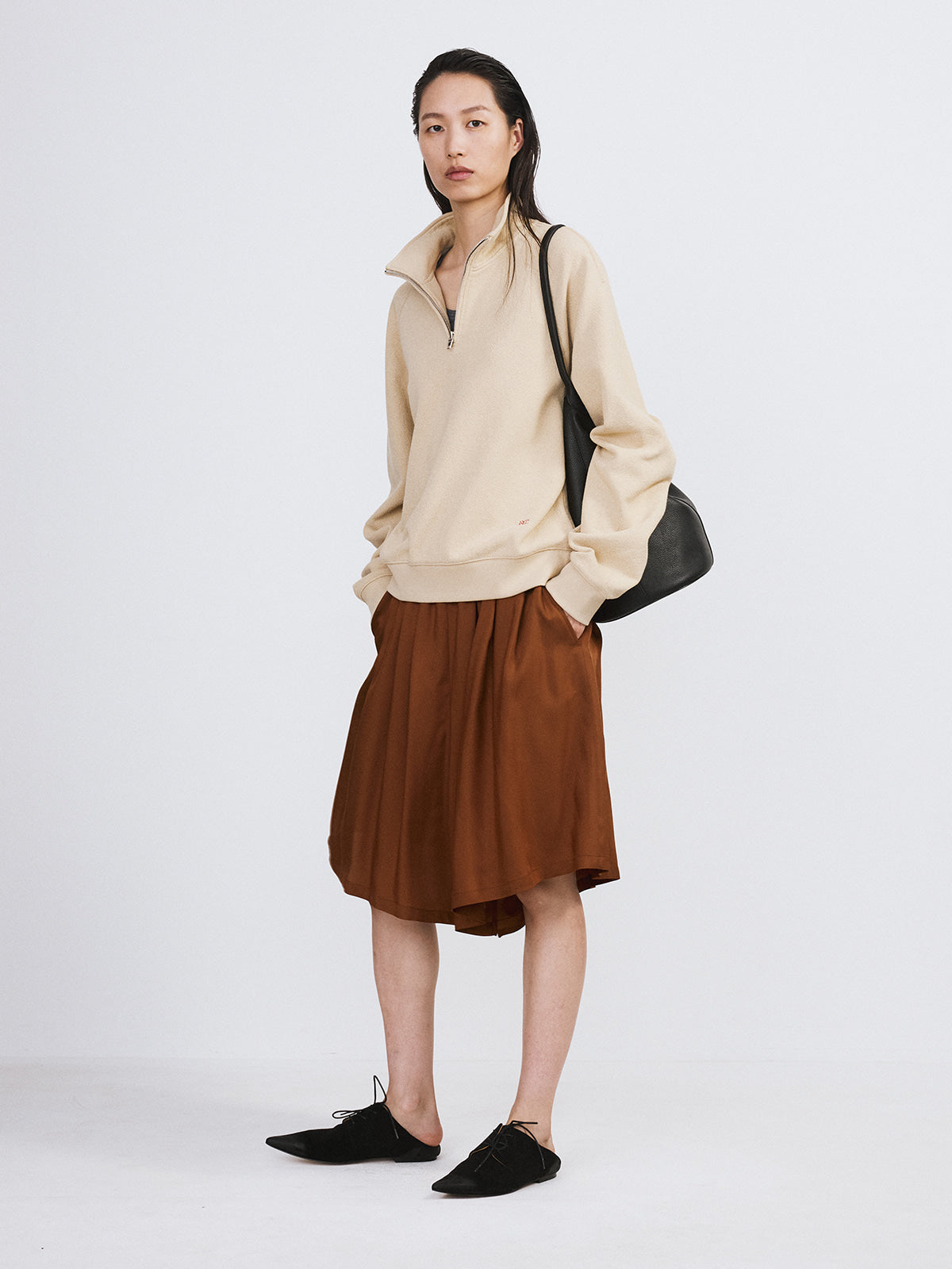 Recto - Banding Wide Culotte Pants (Red Brown) product image 2 | TRAB K-Fashion Australia