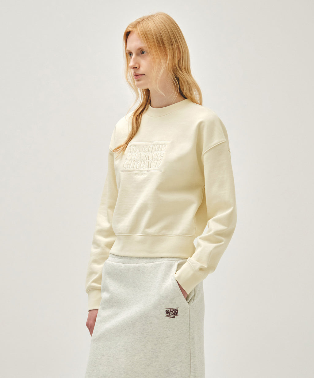 Marithe & Francois Girbaud - Classic Logo Crop Sweatshirt (Ivory) product image 2 | TRAB K-Fashion Australia
