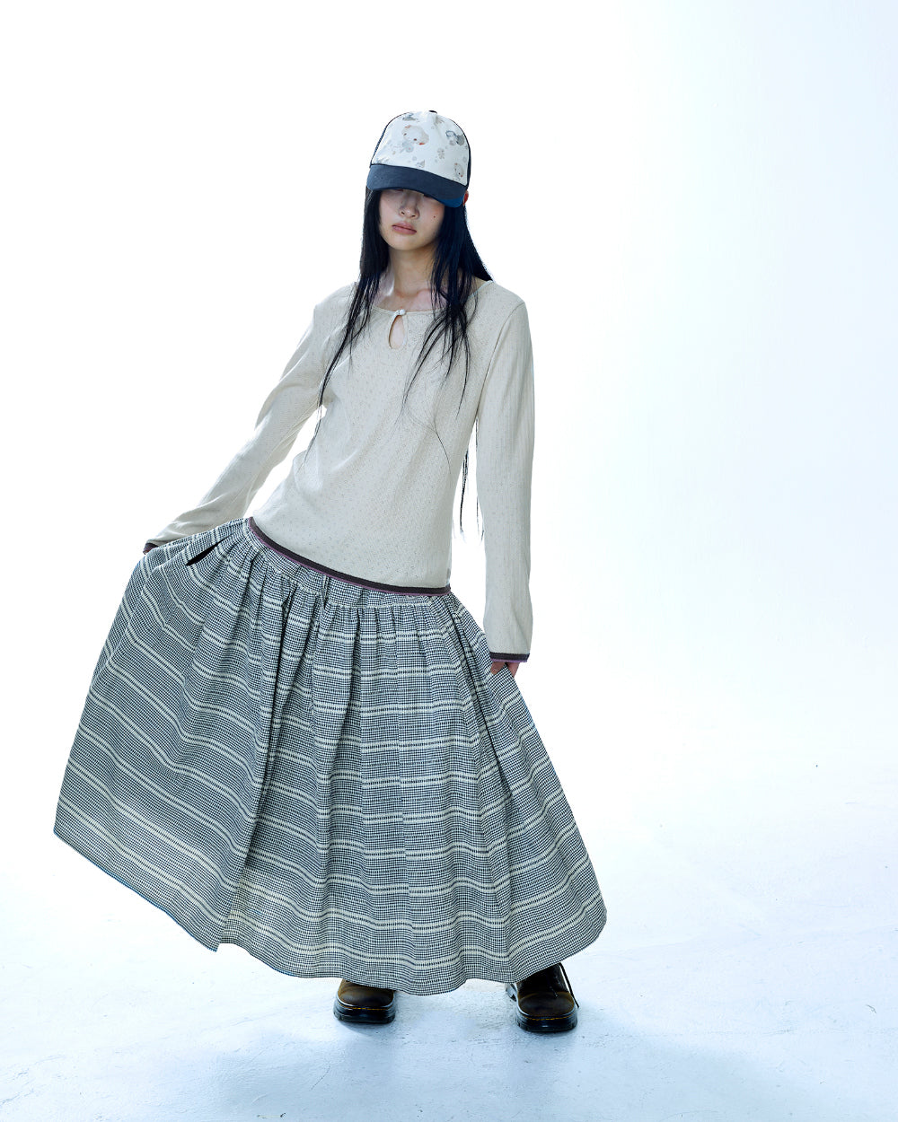 Coyseio - Wide Shirring Skirt (Navy) product image 10 | TRAB K-Fashion Australia