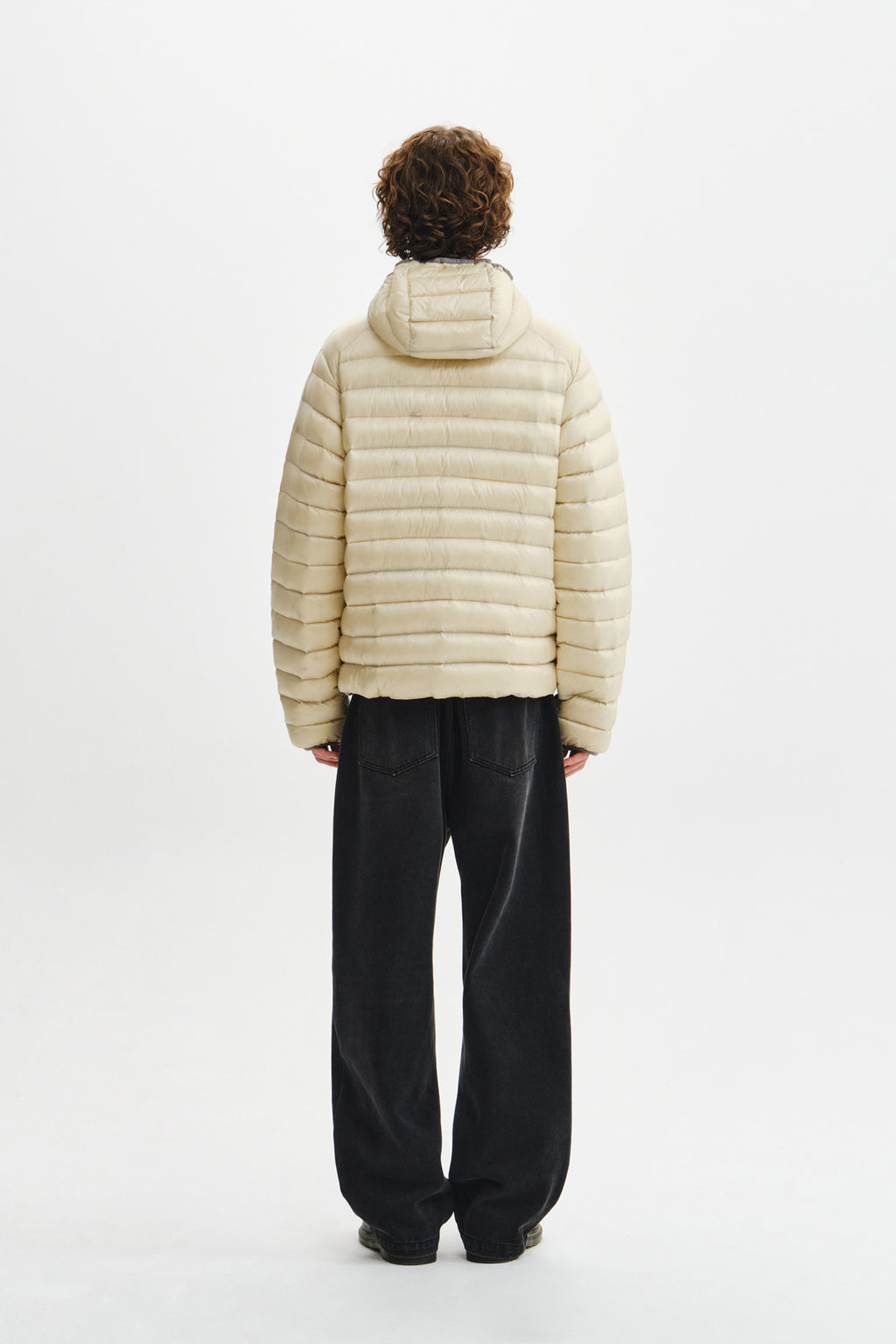 Matin Kim - Contrast Trim Light Down Hoody Jumper (Light Beige) product image 11 | TRAB K-Fashion Australia