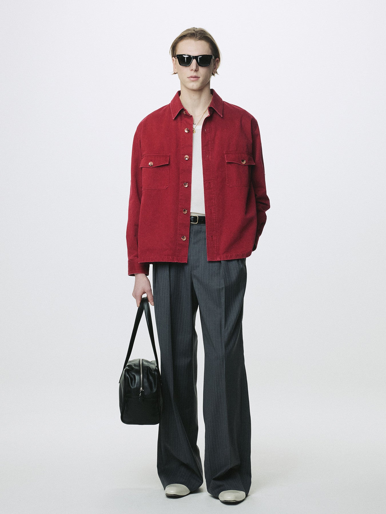 Tonywack - Washed Cotton Twill Overshirt (Red) product image 3 | TRAB K-Fashion Australia